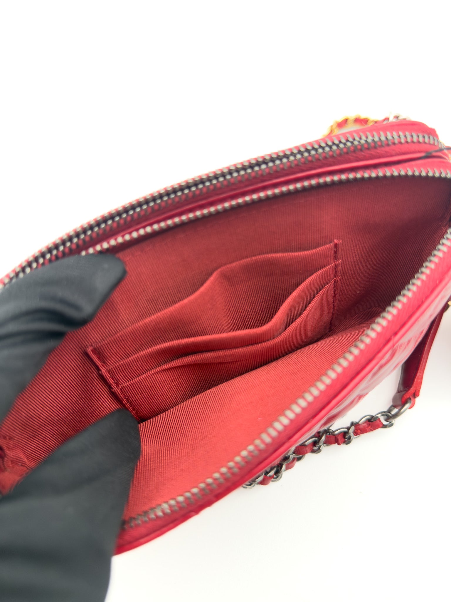 Chanel Gabrielle Double Zip with Chain Red