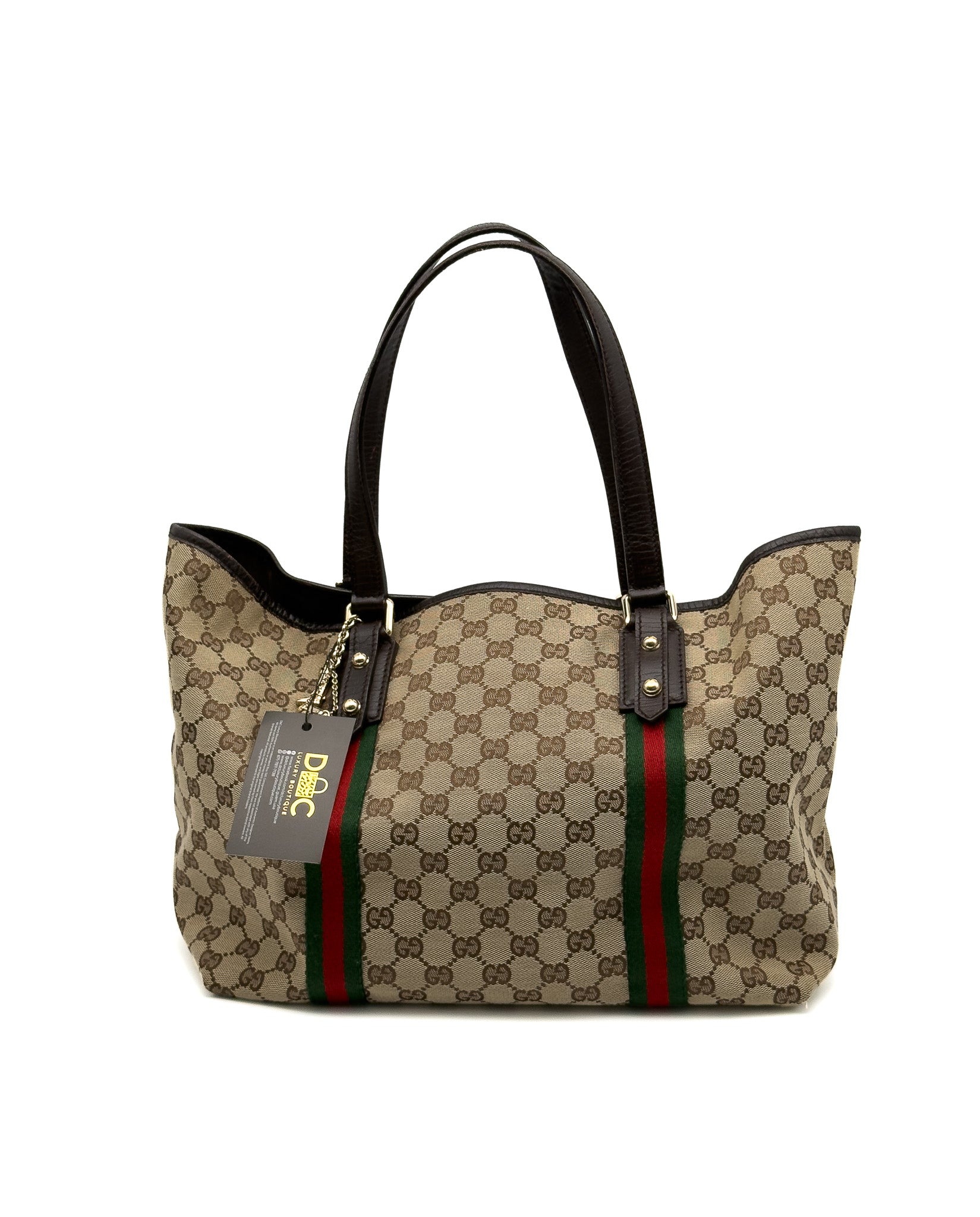 Gucci Monogram Medium Jolicoeur Tote Dark Brown