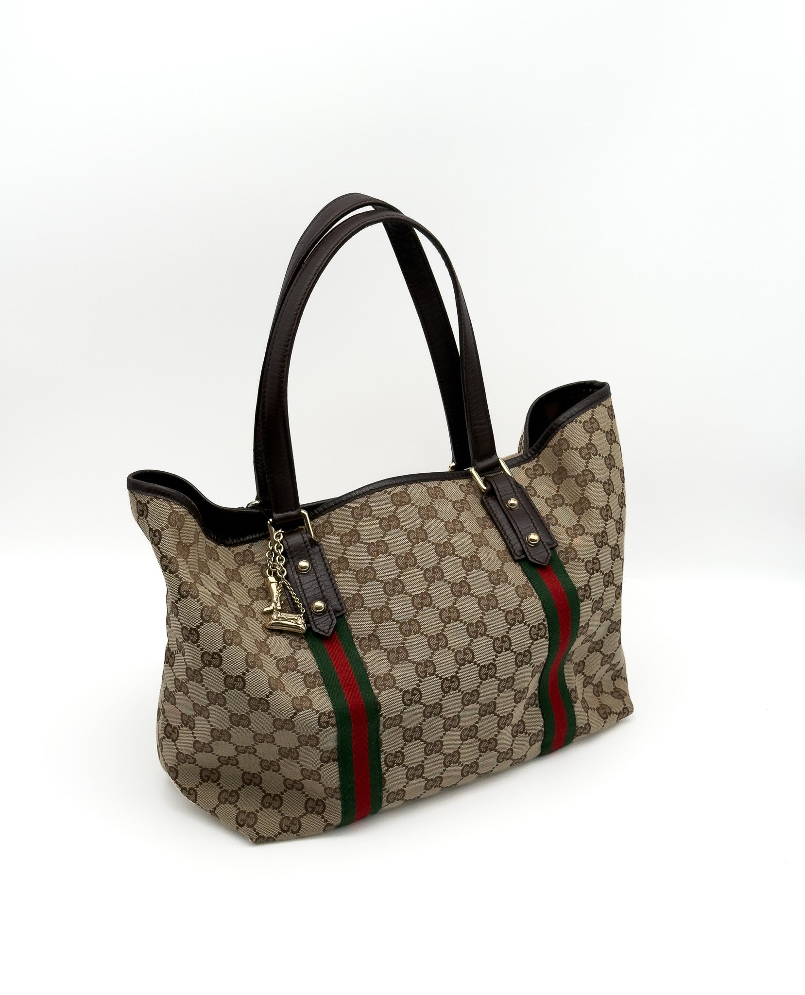 Gucci Monogram Medium Jolicoeur Tote Dark Brown
