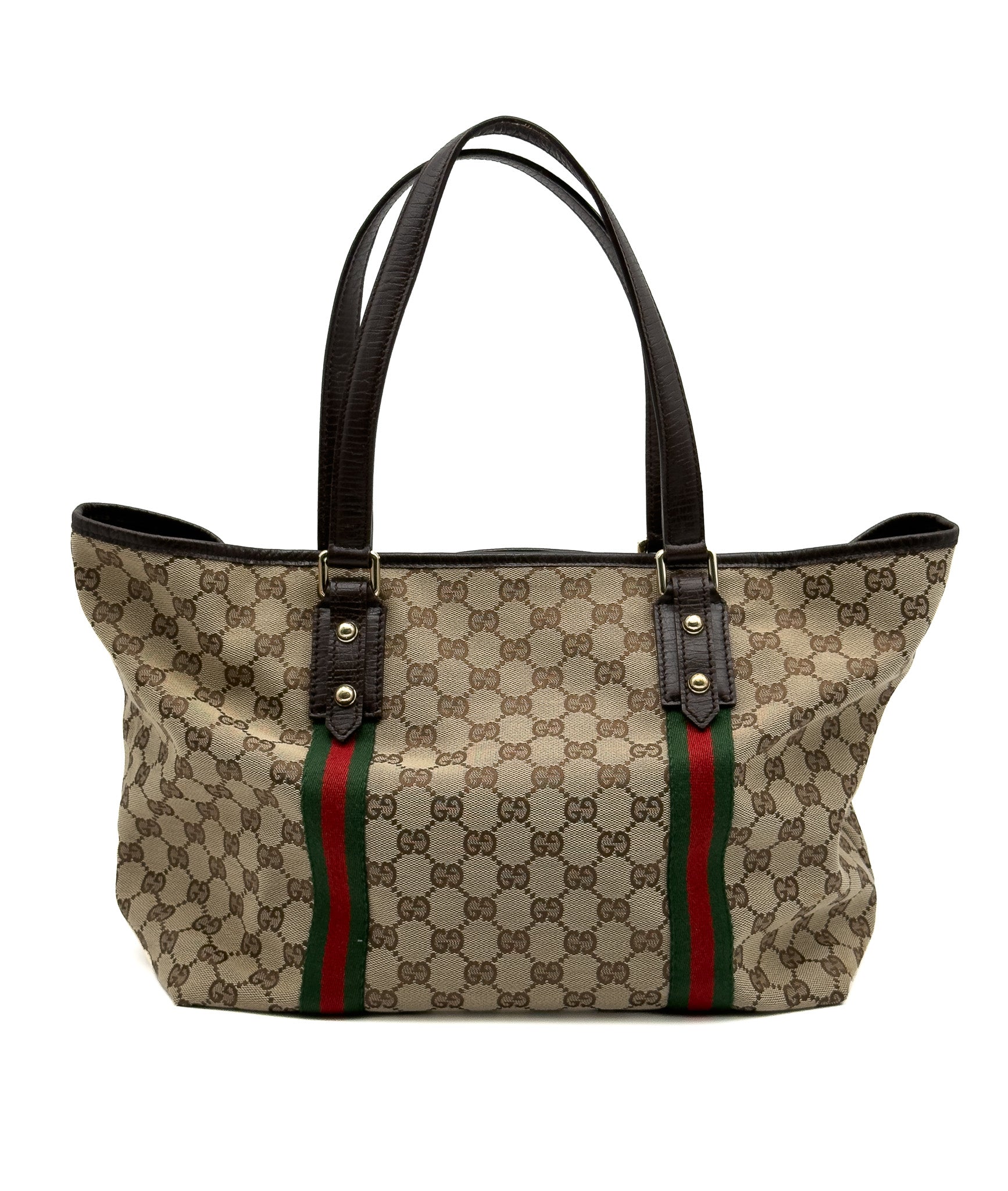 Gucci Monogram Medium Jolicoeur Tote Dark Brown