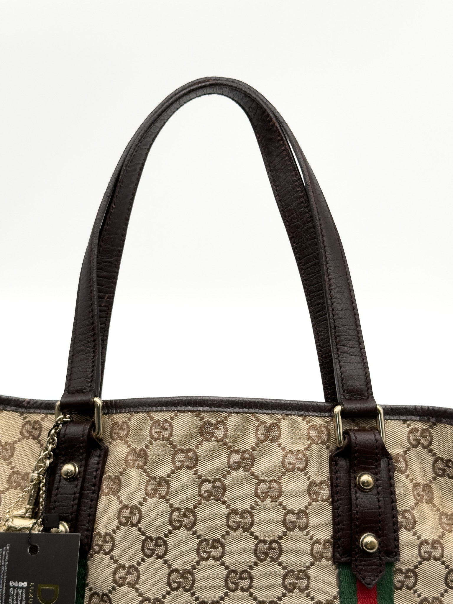 Gucci Monogram Medium Jolicoeur Tote Dark Brown