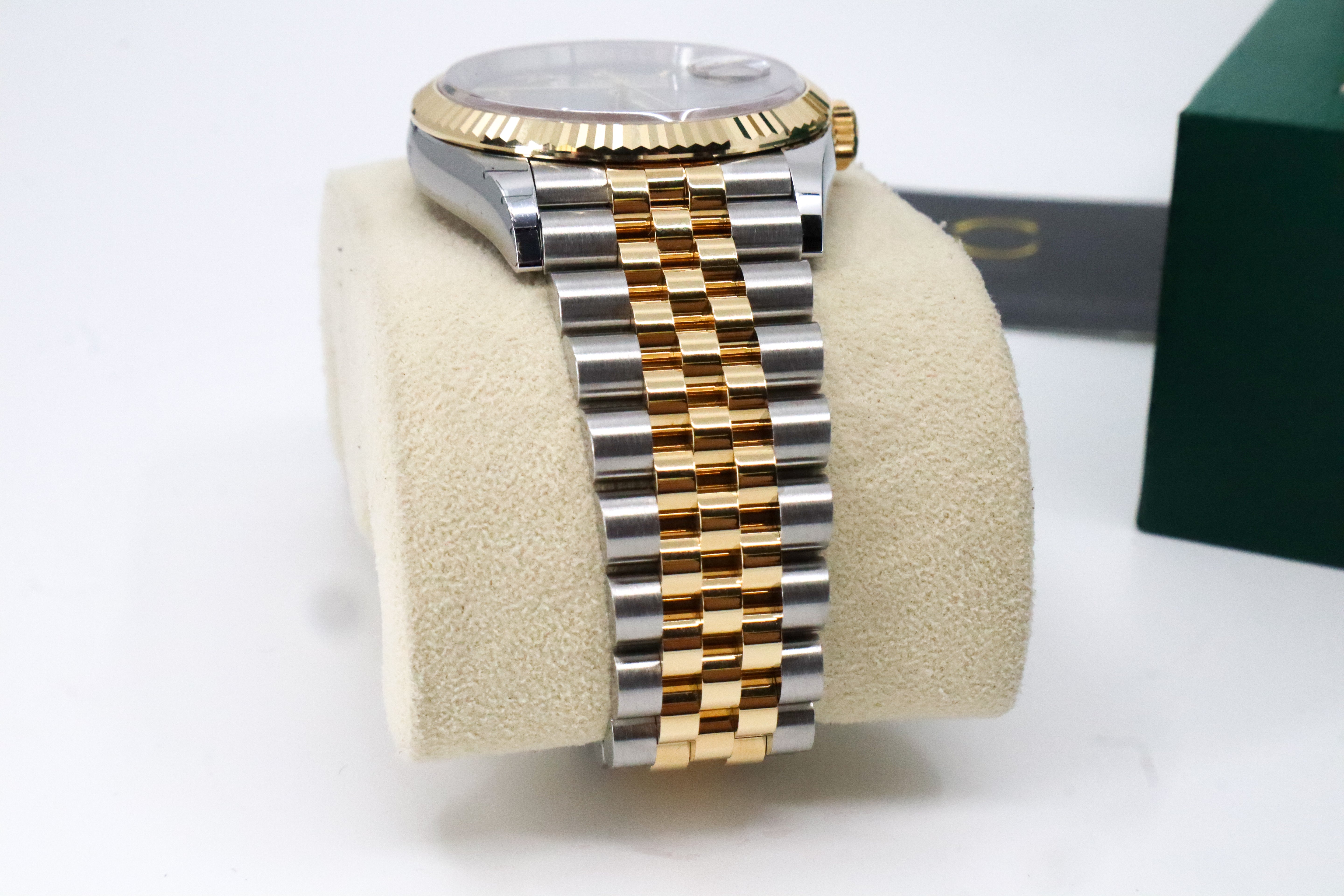 Rolex Datejust 36 Yellow Gold/Steel Olive Green Roman Diamond VIIX Dial & Fluted Bezel Jubilee Bracelet 126233