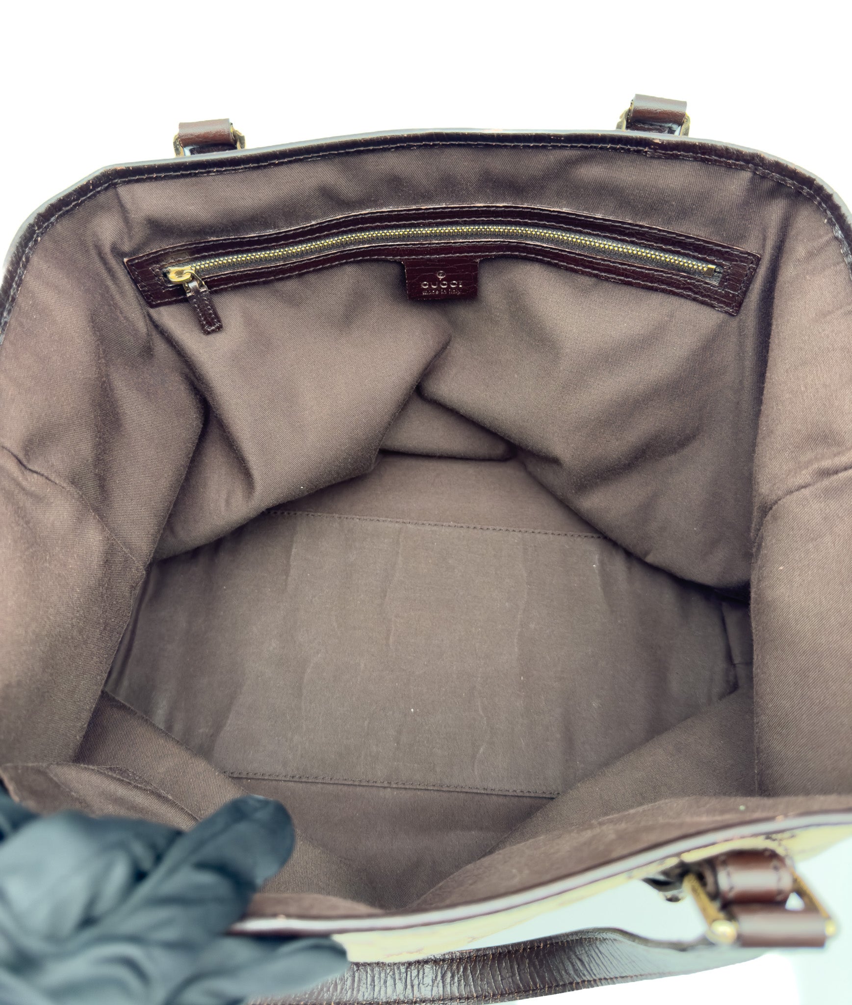 Gucci Monogram Medium Jolicoeur Tote Dark Brown