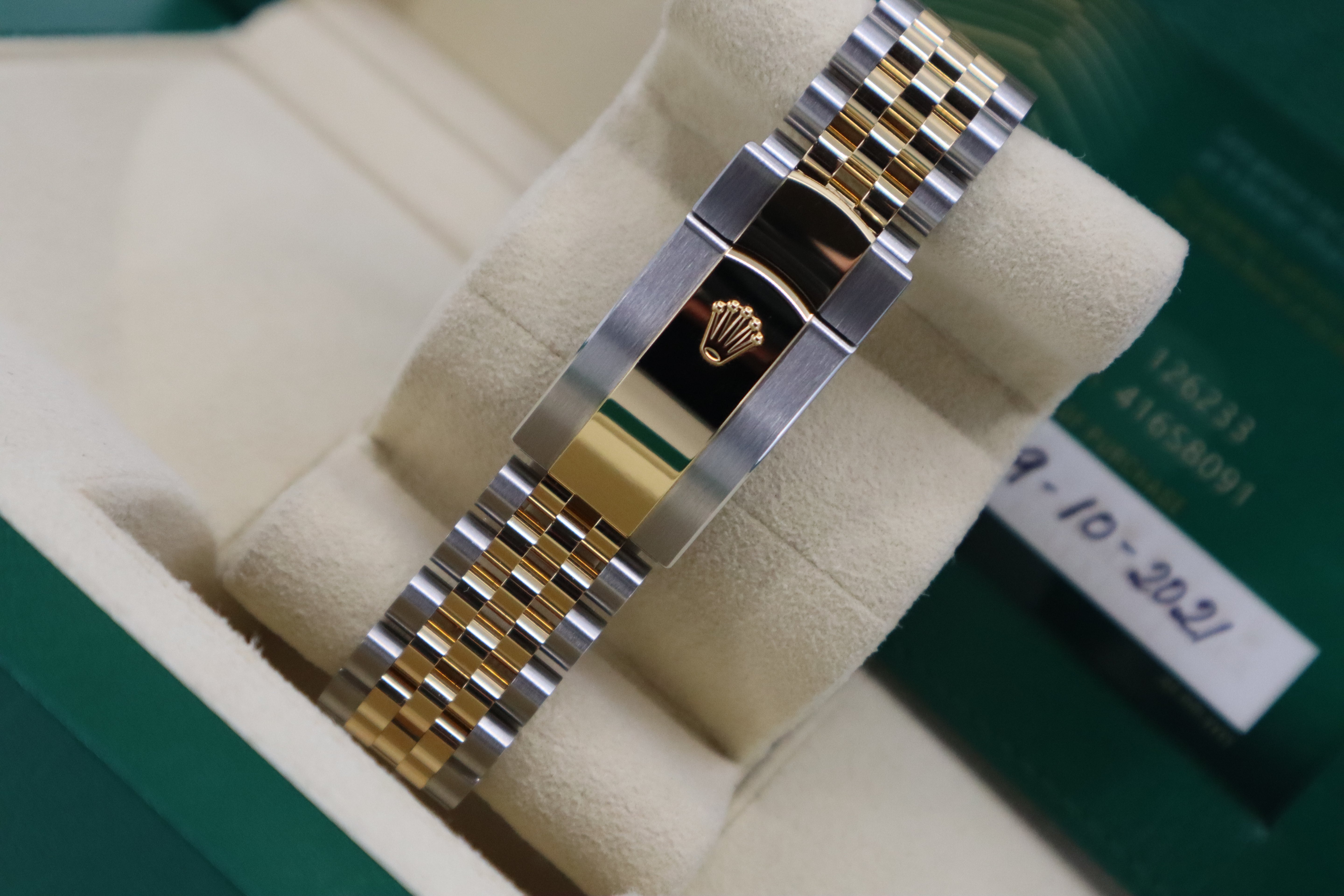 Rolex Datejust 36 Yellow Gold/Steel Olive Green Roman Diamond VIIX Dial & Fluted Bezel Jubilee Bracelet 126233