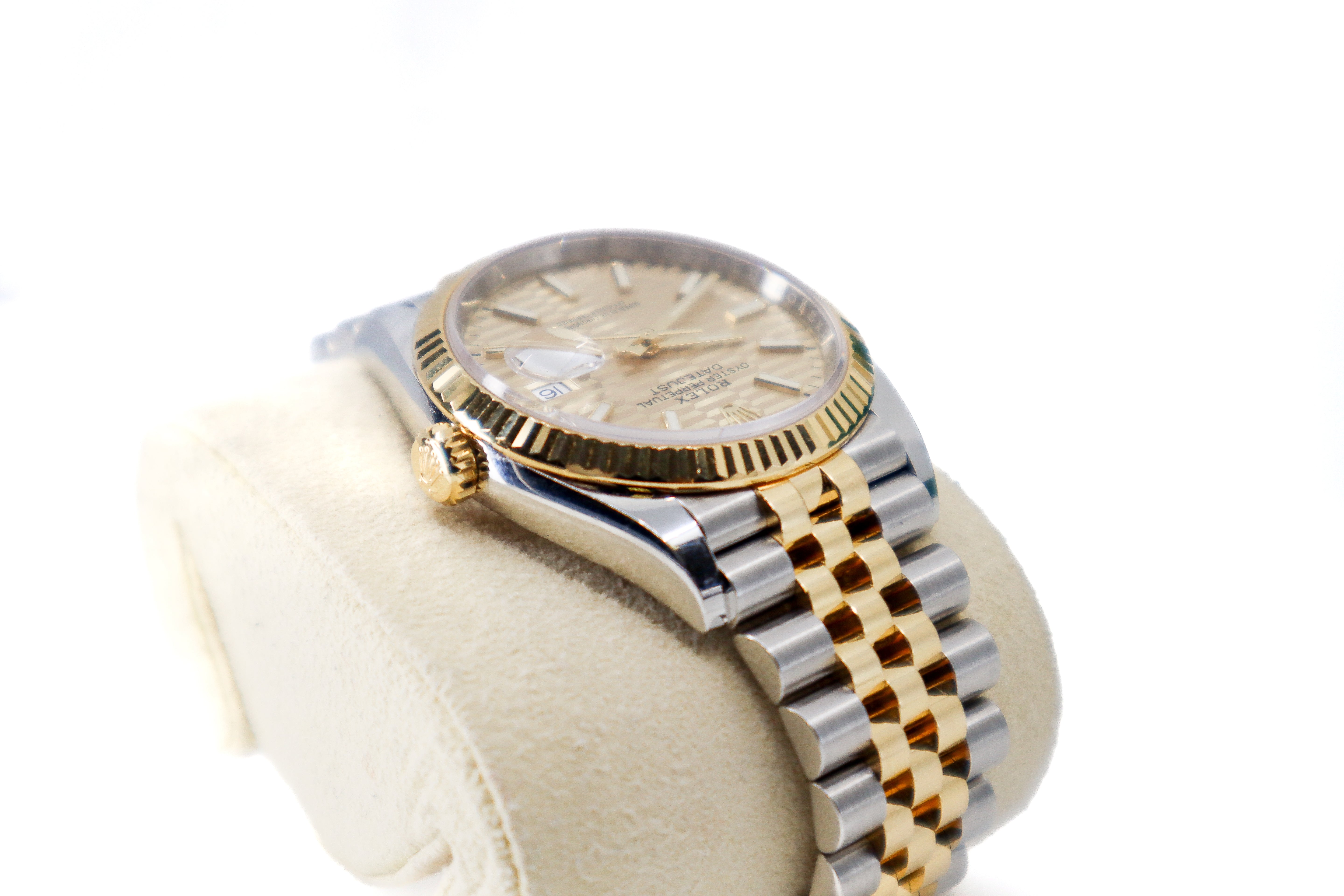 Rolex Datejust 36 Yellow Gold/Steel Golden Fluted Motif Dial Fluted Bezel Jubilee Bracelet 126233