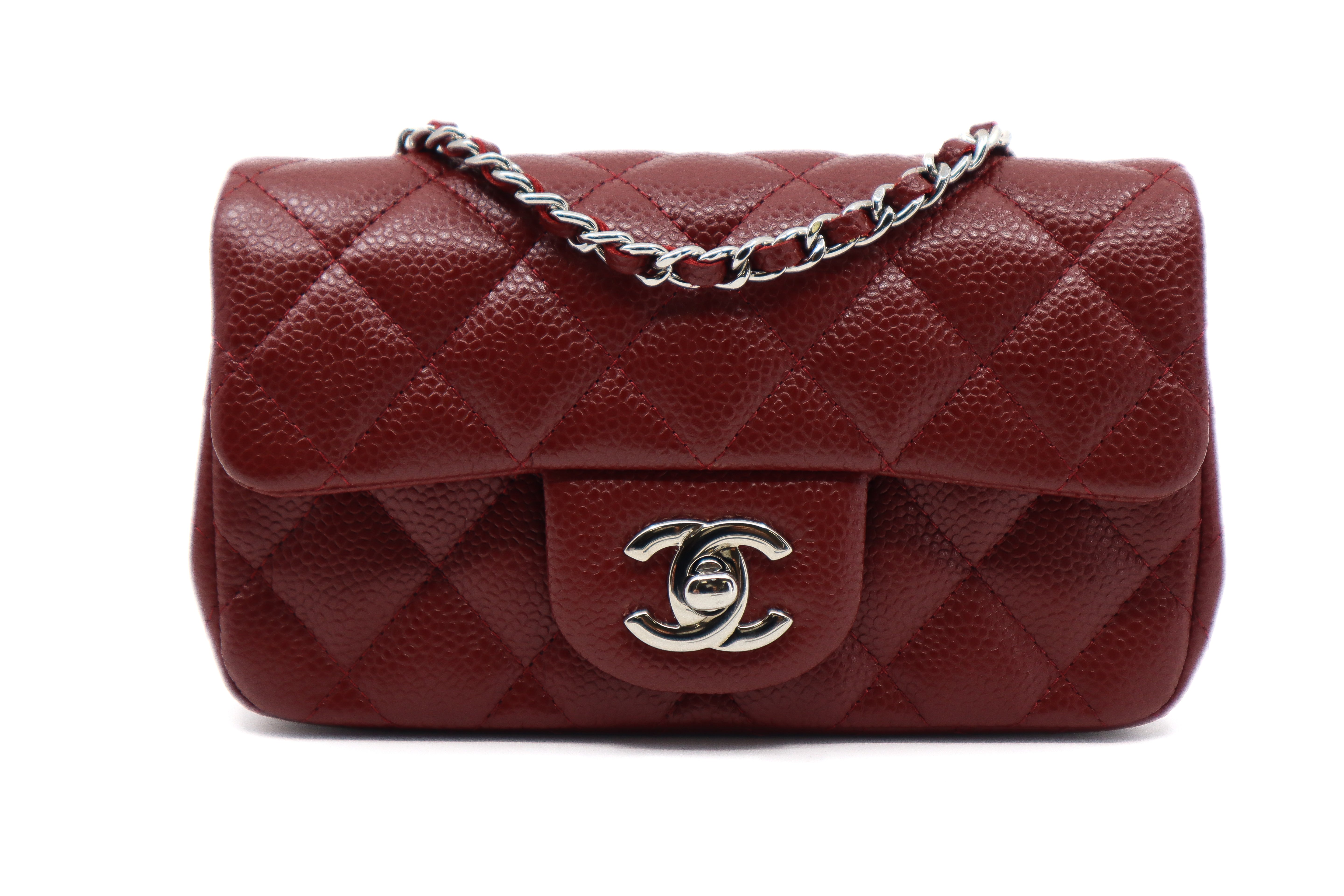 Chanel Caviar Quilted Extra Mini Flap Burgundy SHW