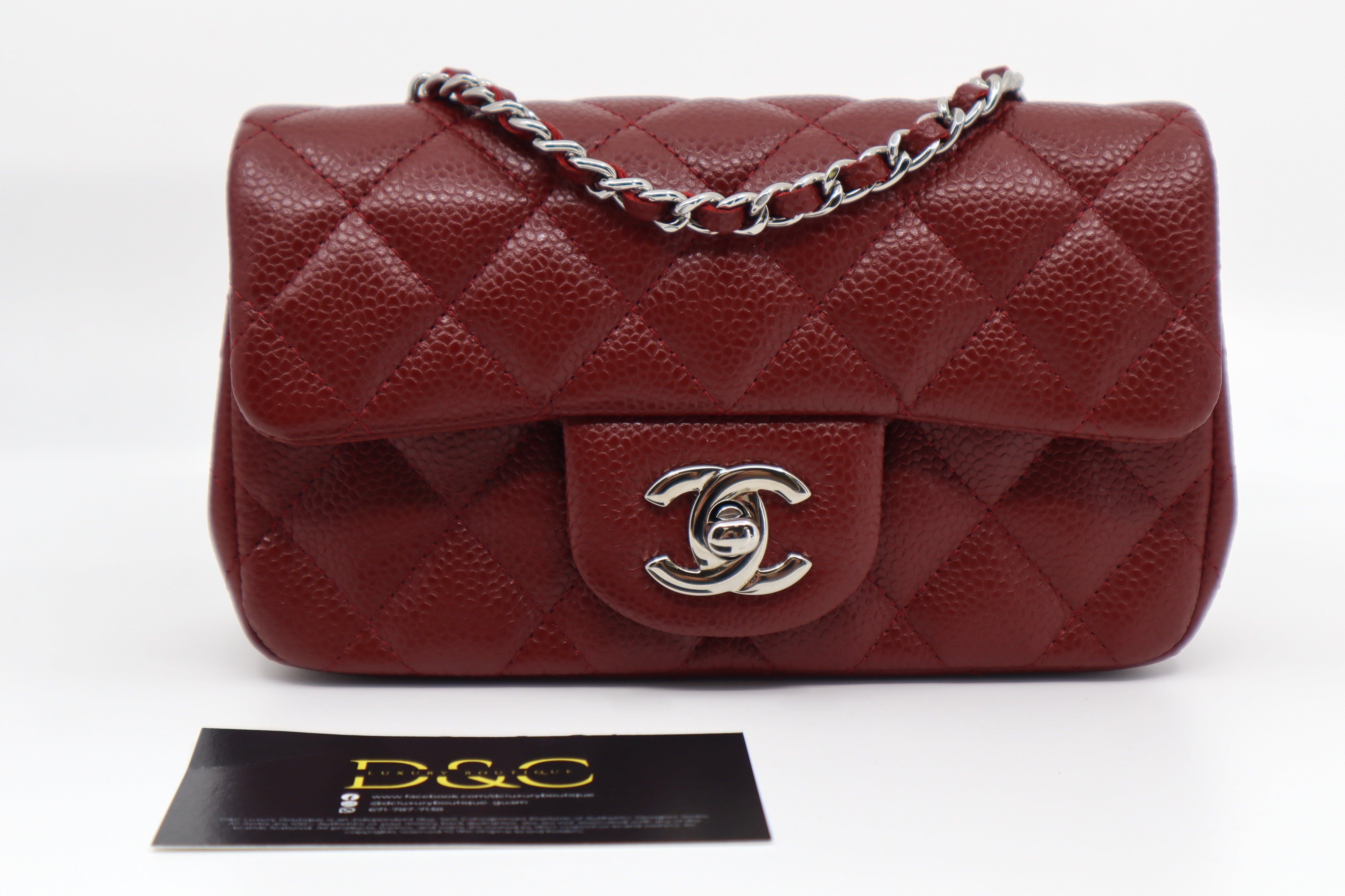 Chanel Caviar Quilted Extra Mini Flap Burgundy SHW