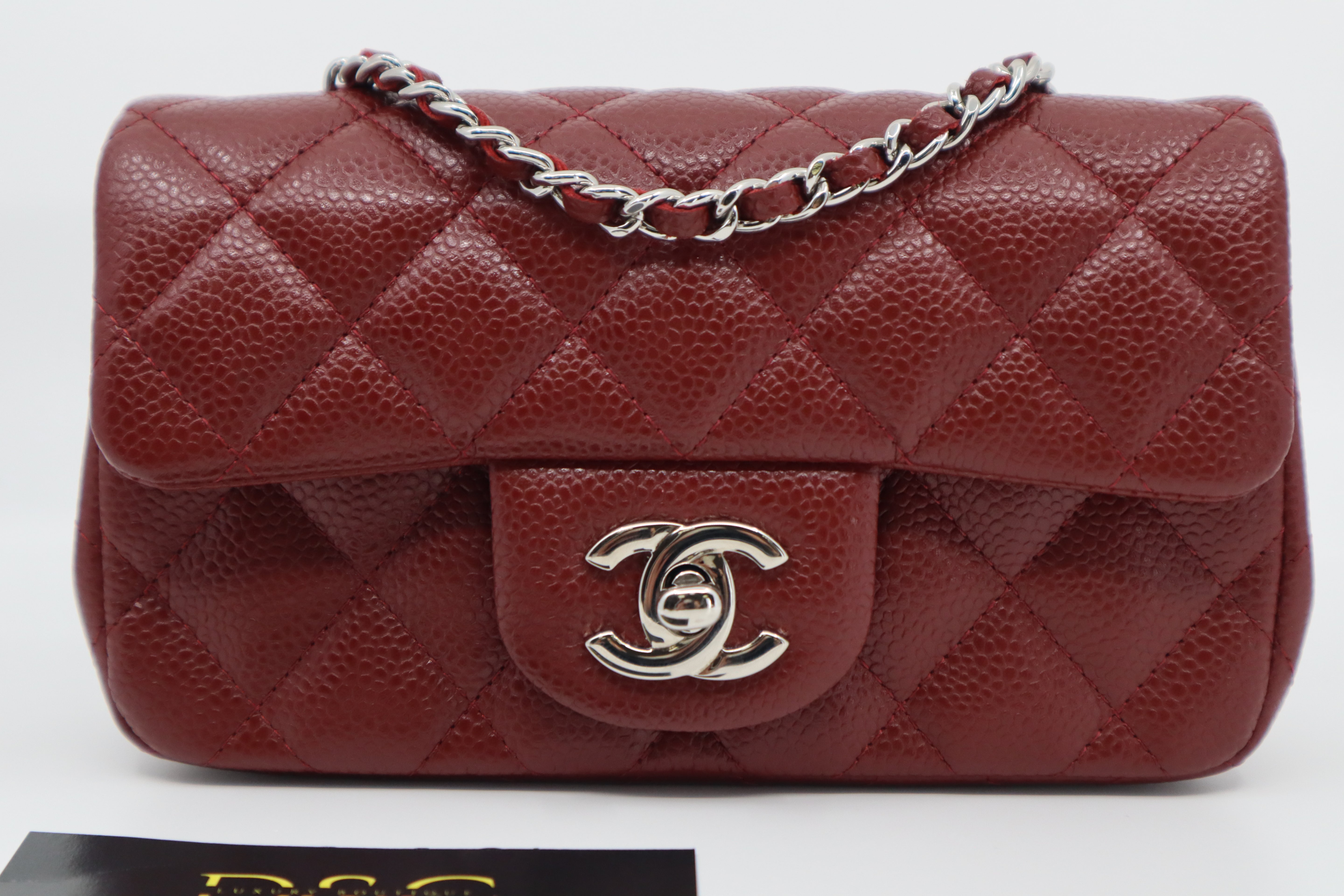 Chanel Caviar Quilted Extra Mini Flap Burgundy SHW