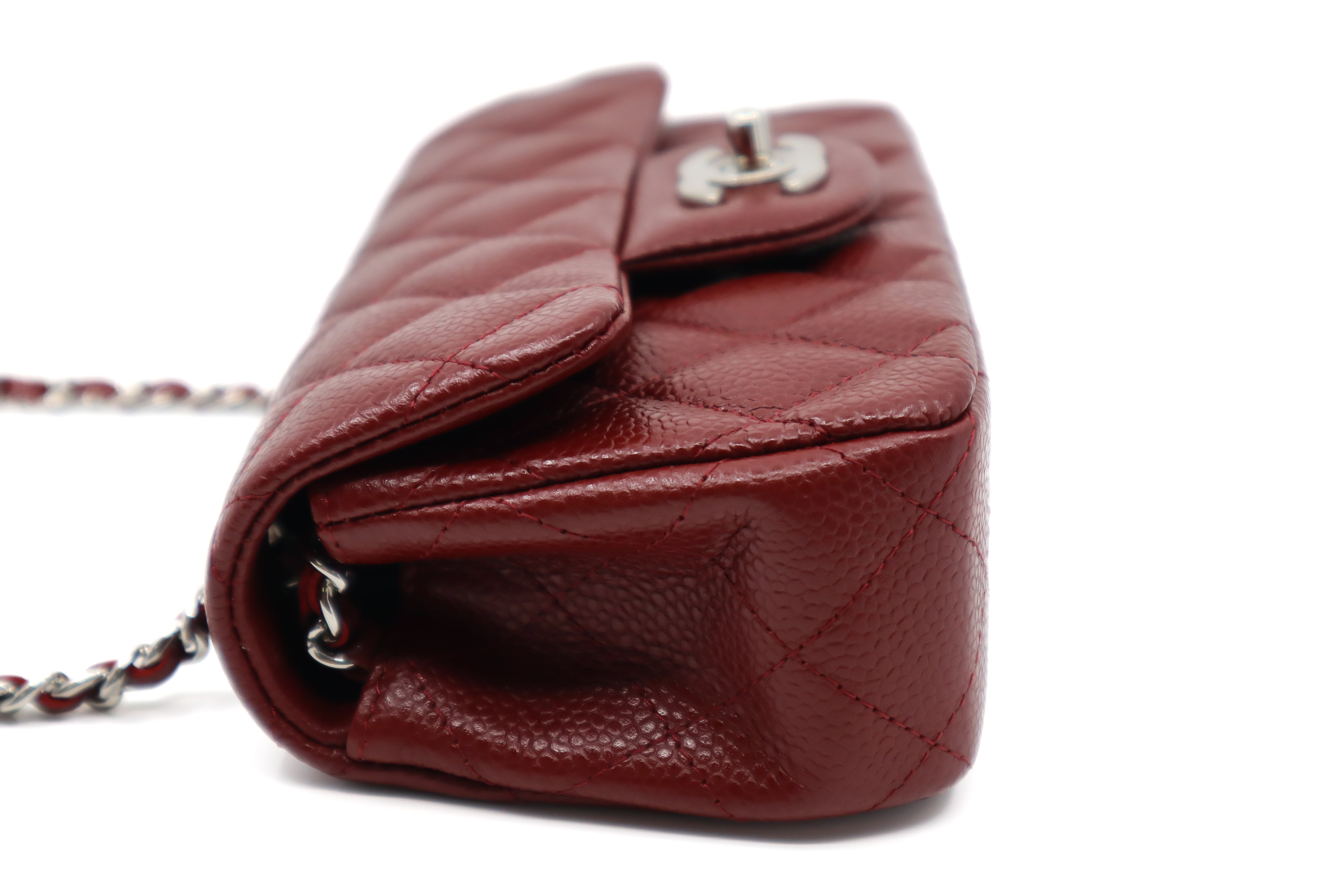 Chanel Caviar Quilted Extra Mini Flap Burgundy SHW