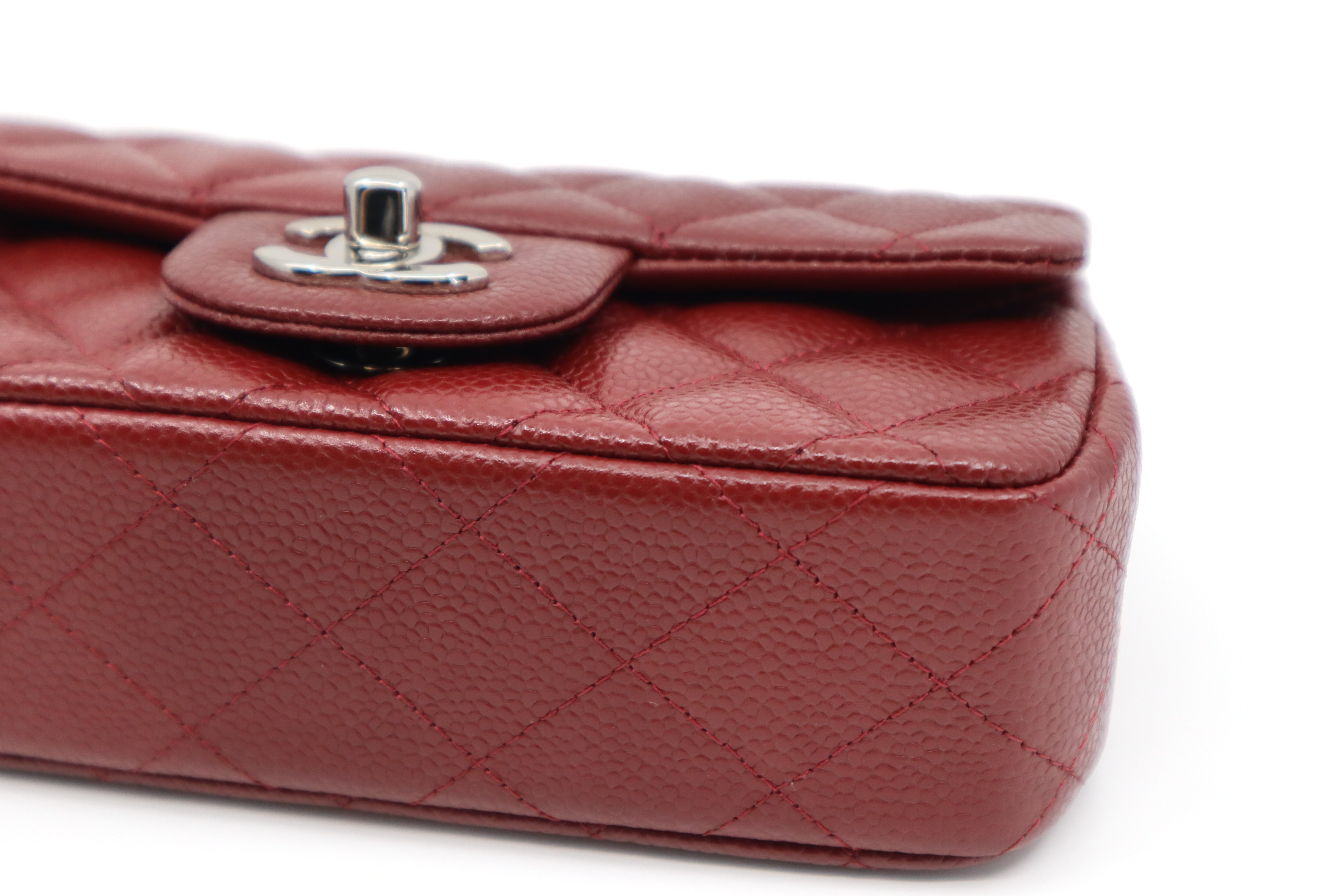 Chanel Caviar Quilted Extra Mini Flap Burgundy SHW