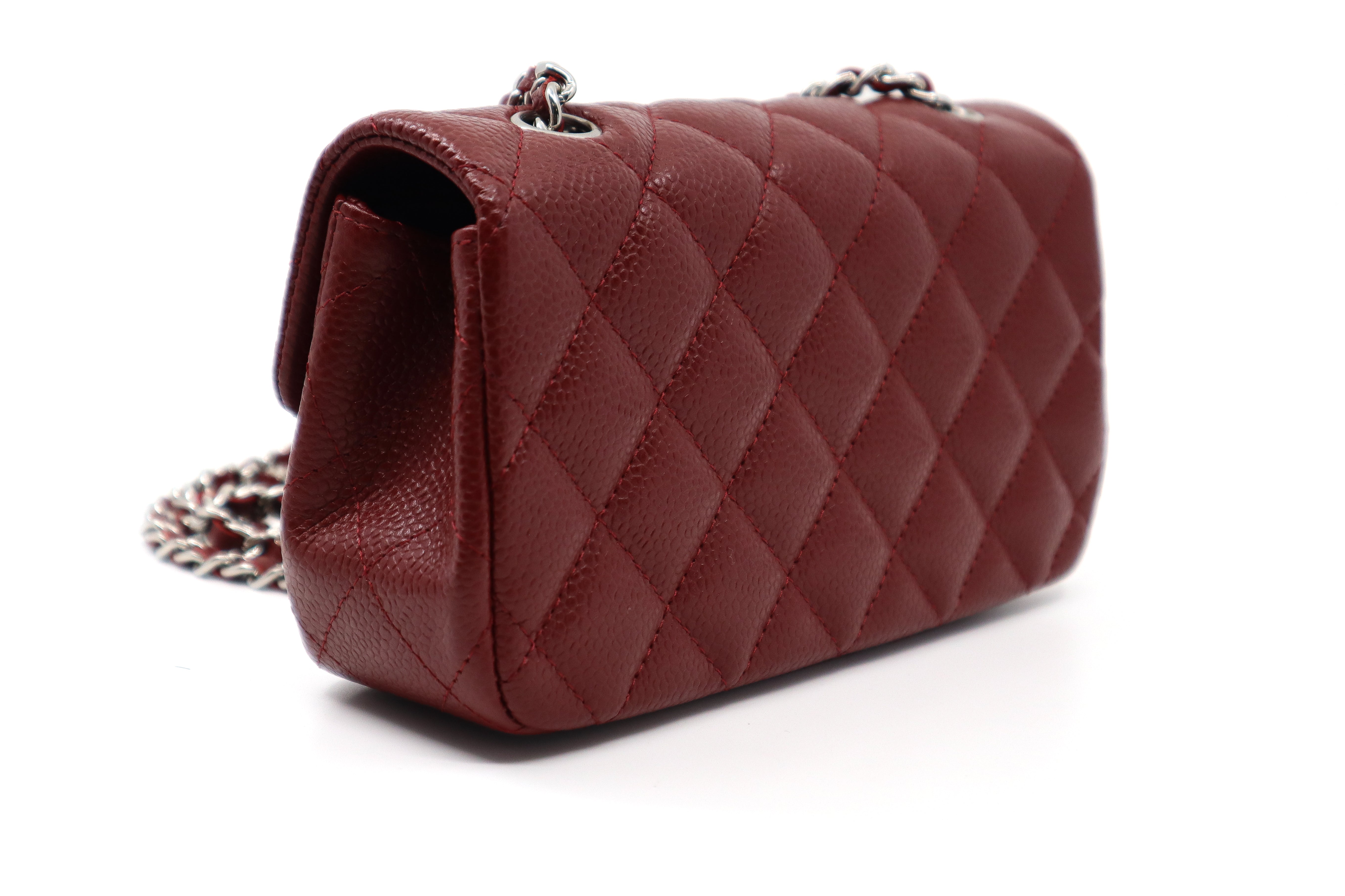 Chanel Caviar Quilted Extra Mini Flap Burgundy SHW