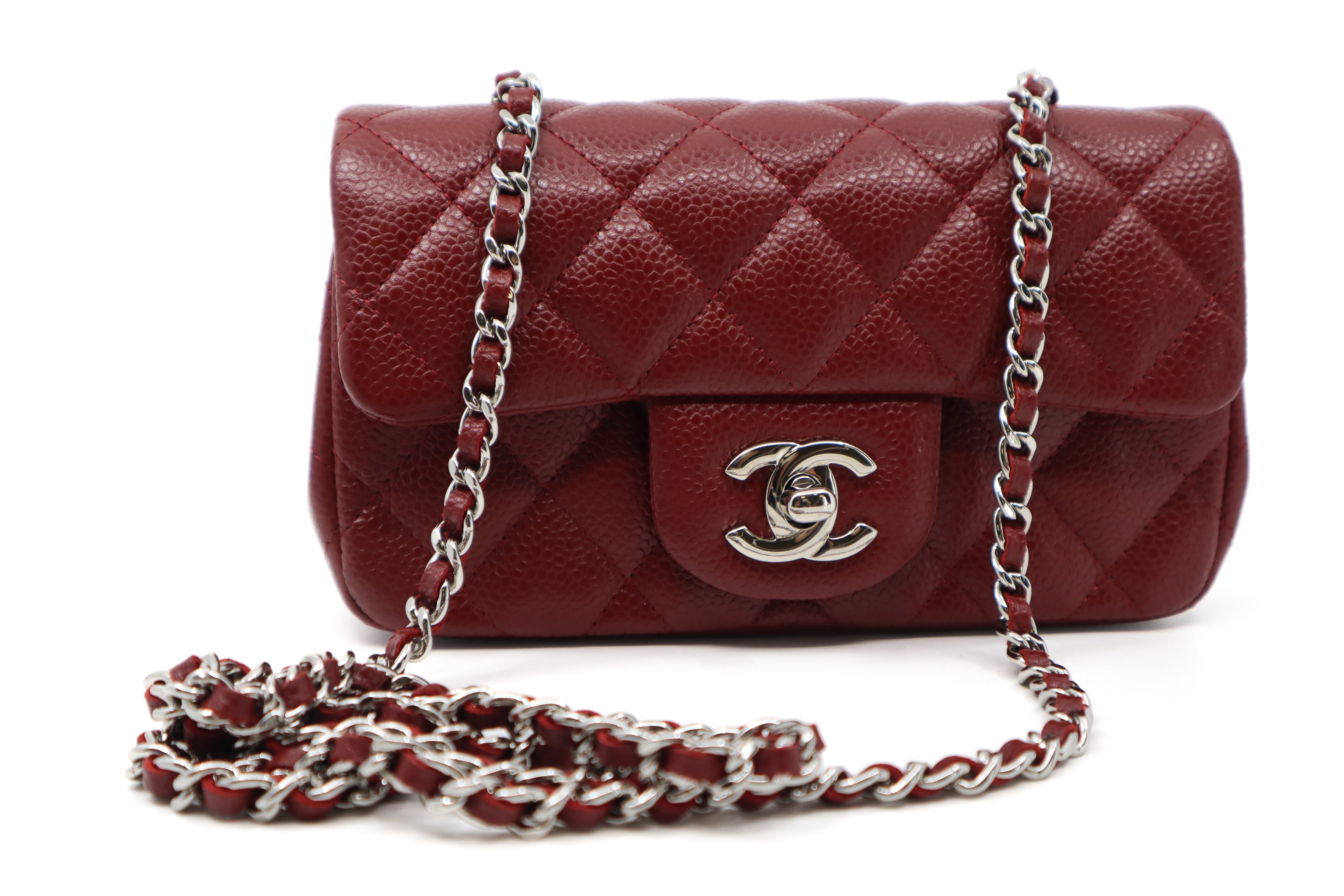 Chanel Caviar Quilted Extra Mini Flap Burgundy SHW