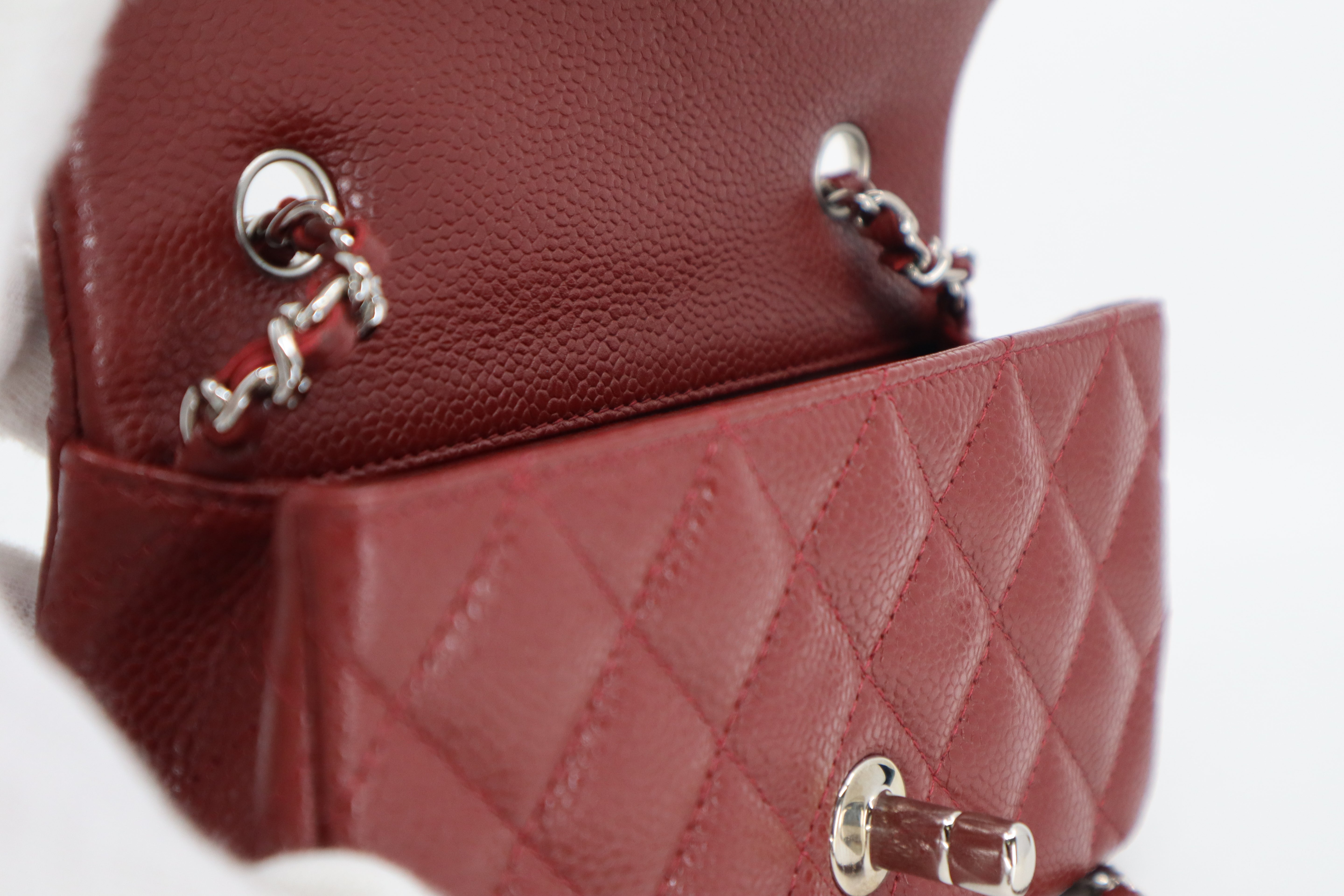 Chanel Caviar Quilted Extra Mini Flap Burgundy SHW