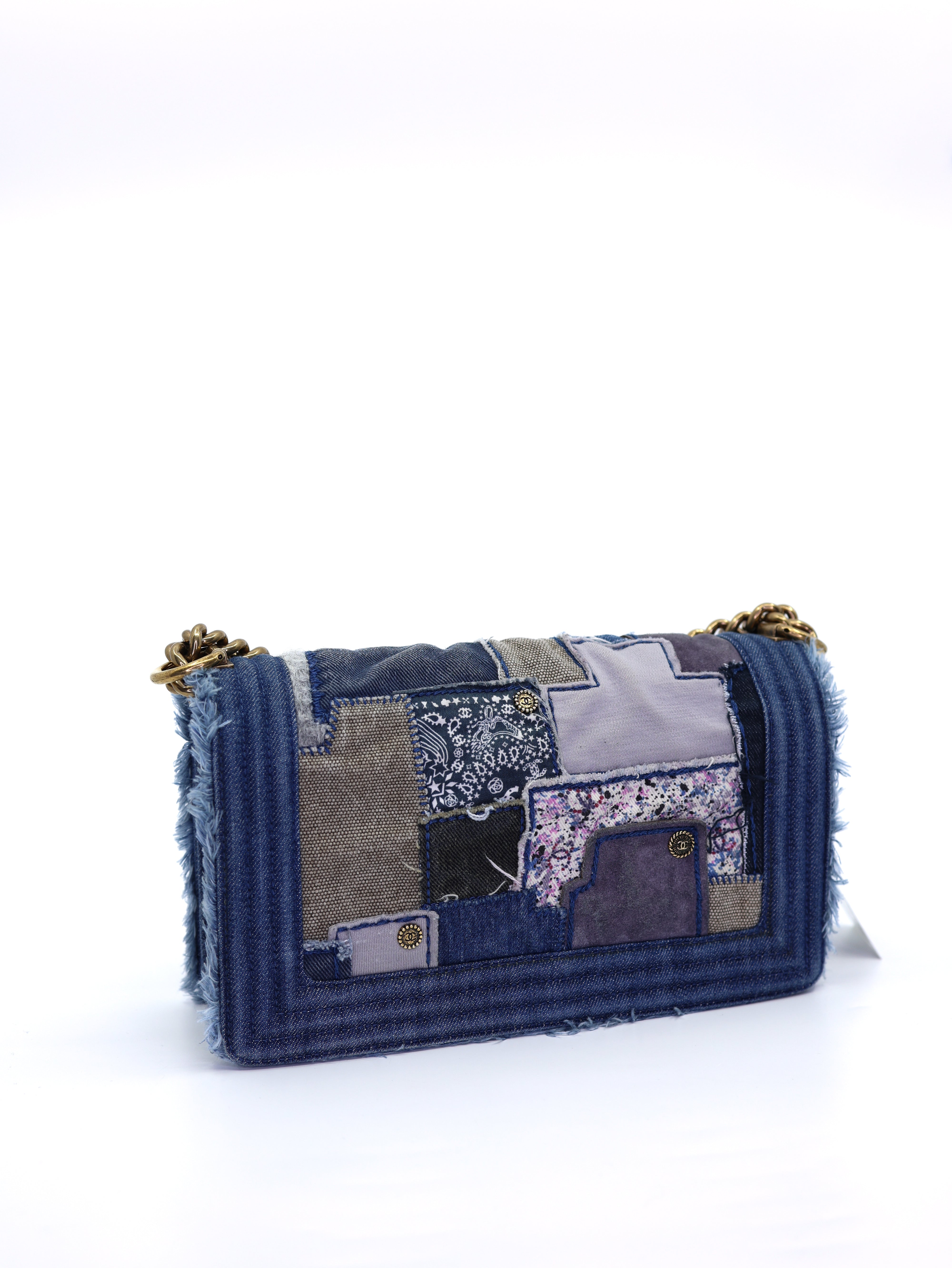 Chanel  Denim Patchwork Medium Boy Flap Blue