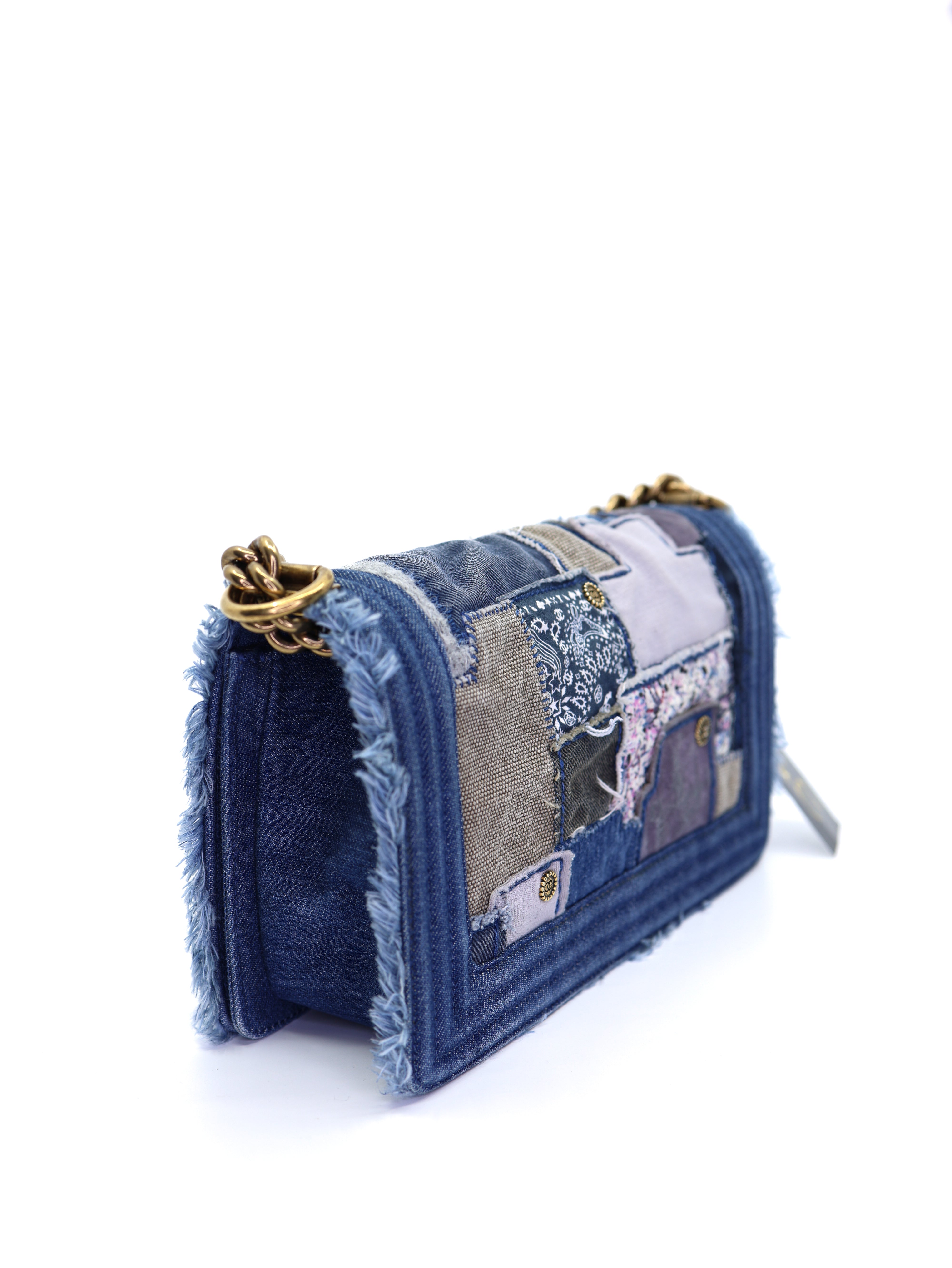 Chanel  Denim Patchwork Medium Boy Flap Blue