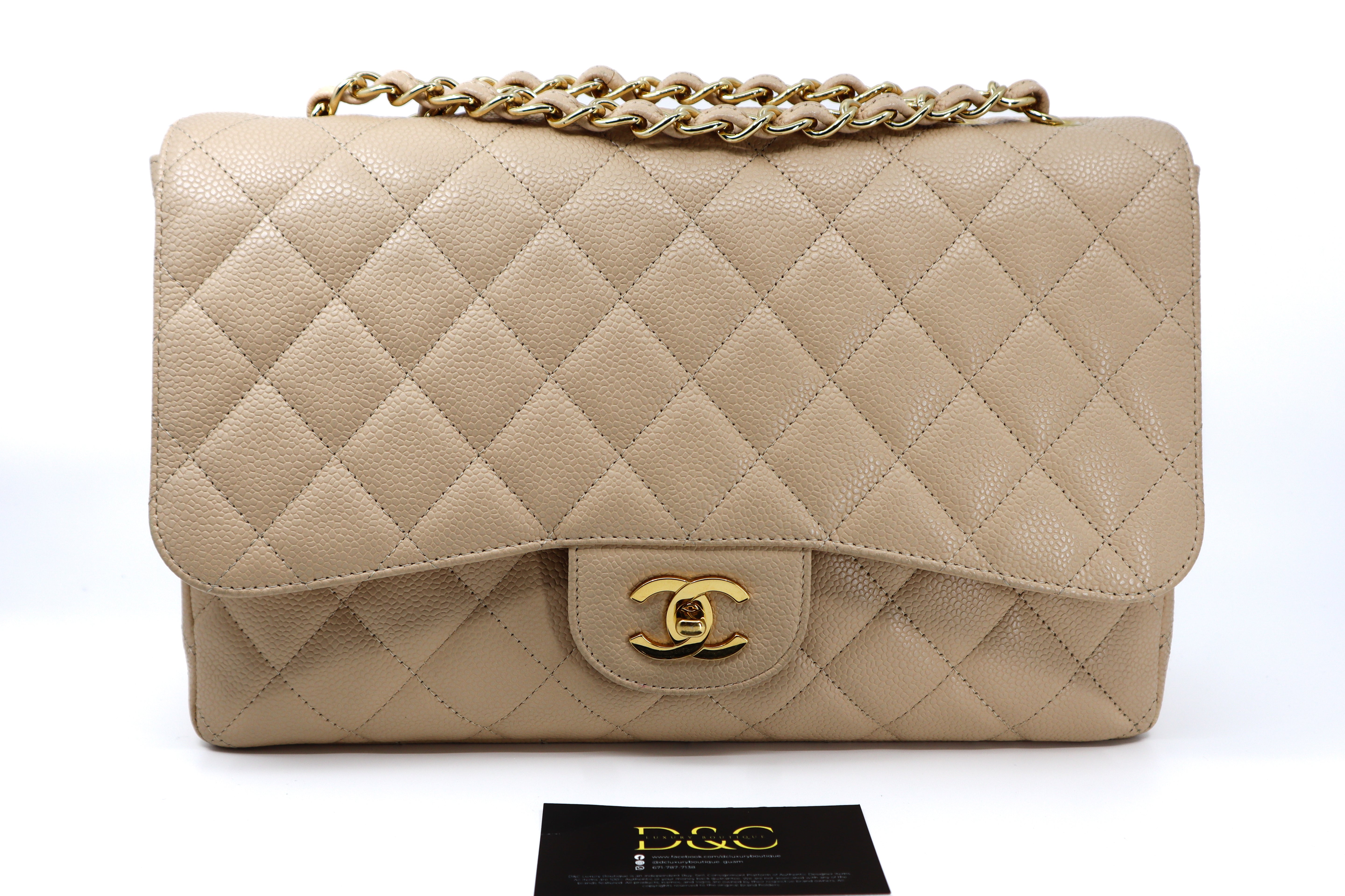 Chanel Jumbo Beige Caviar Single Flap GHW ( Series 12 )