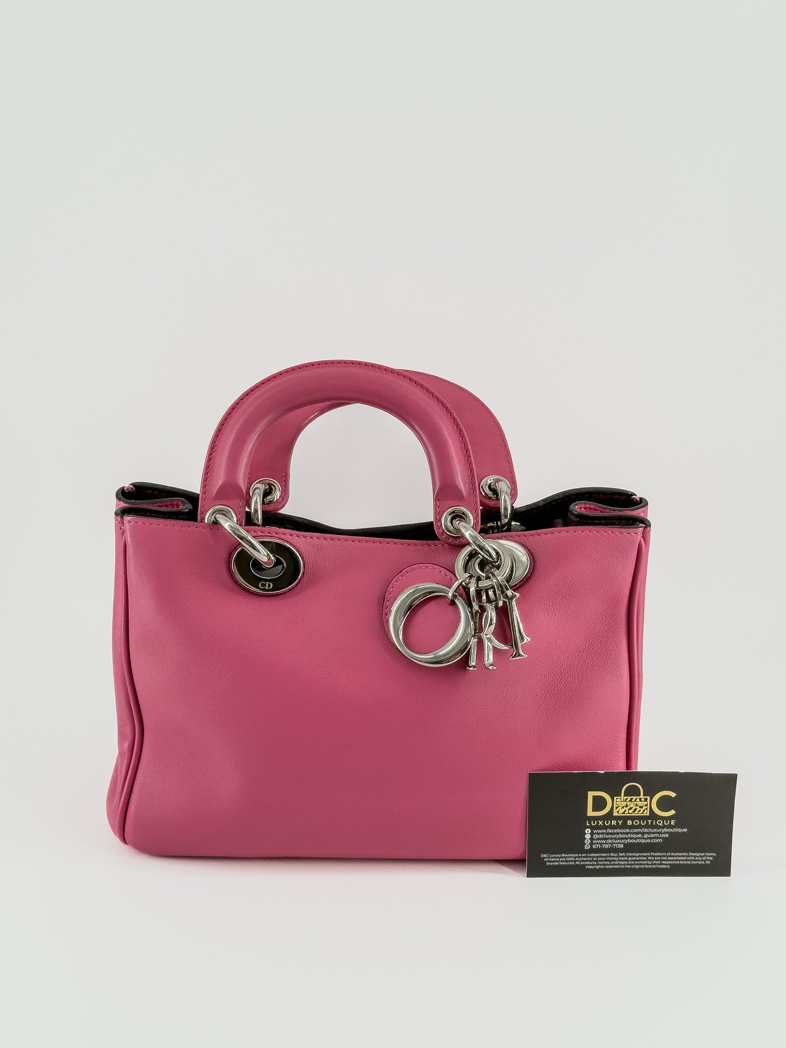 CHRISTIAN DIOR Calfskin Small Diorissimo Tote Pink