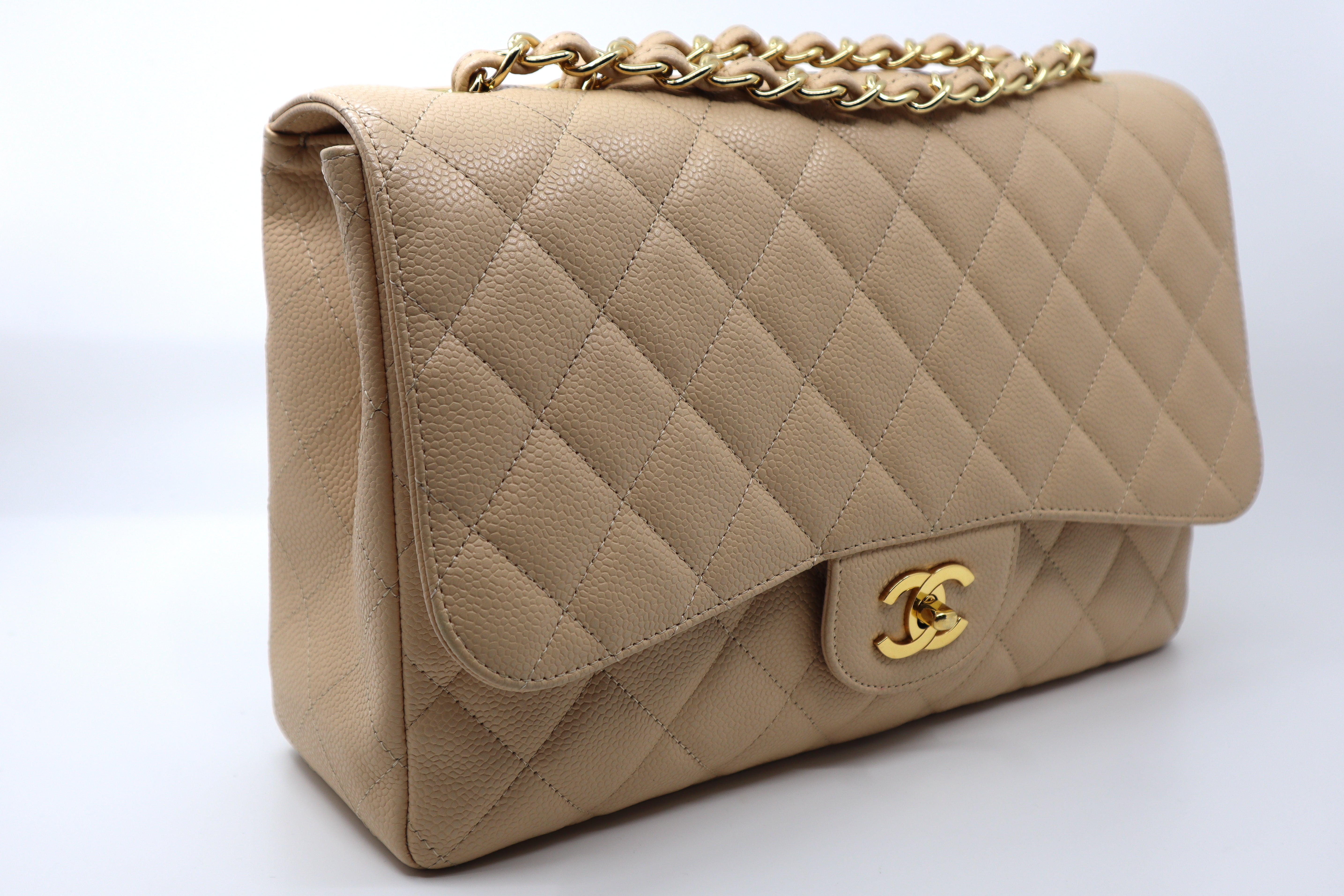 Chanel Jumbo Beige Caviar Single Flap GHW ( Series 12 )