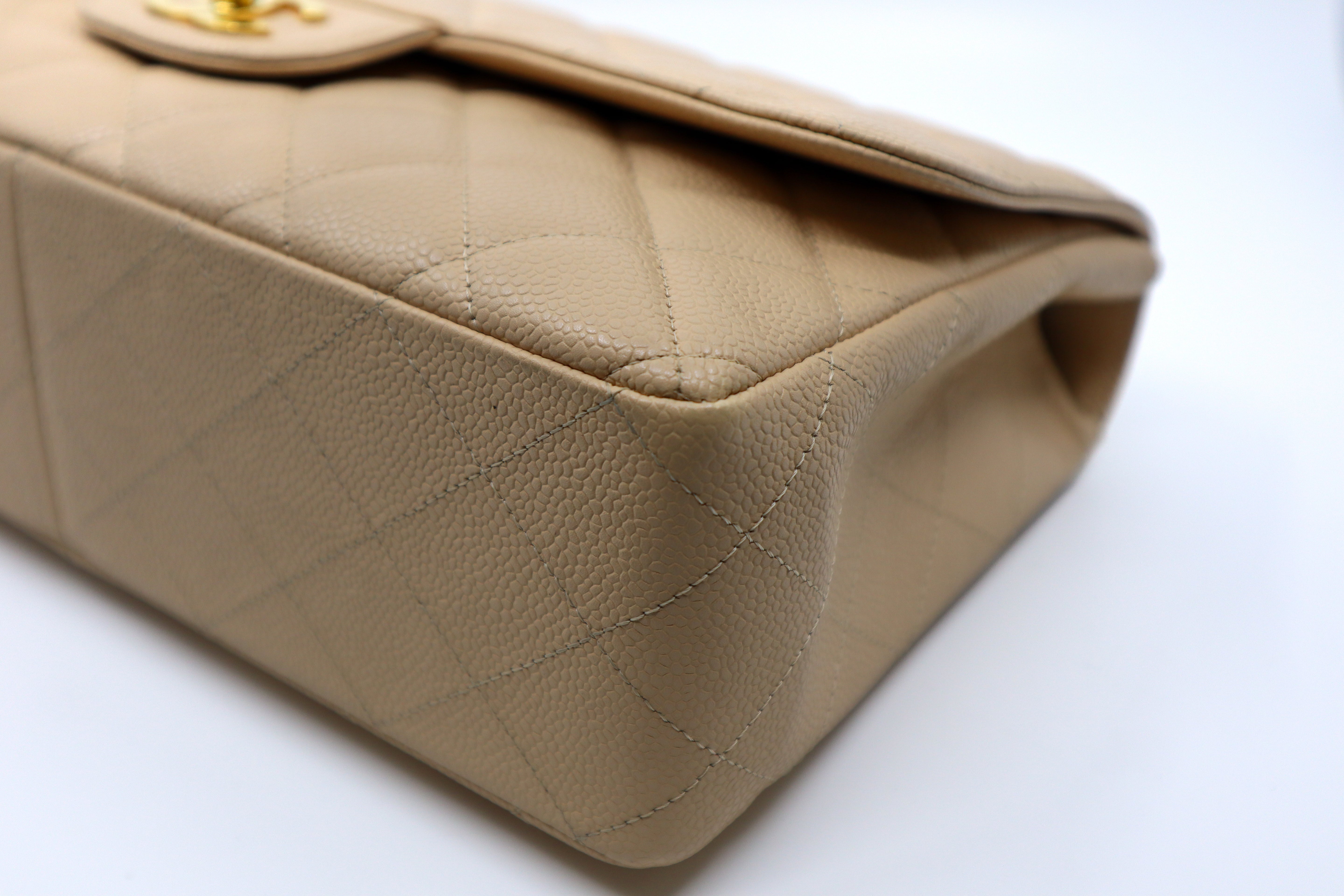 Chanel Jumbo Beige Caviar Single Flap GHW ( Series 12 )