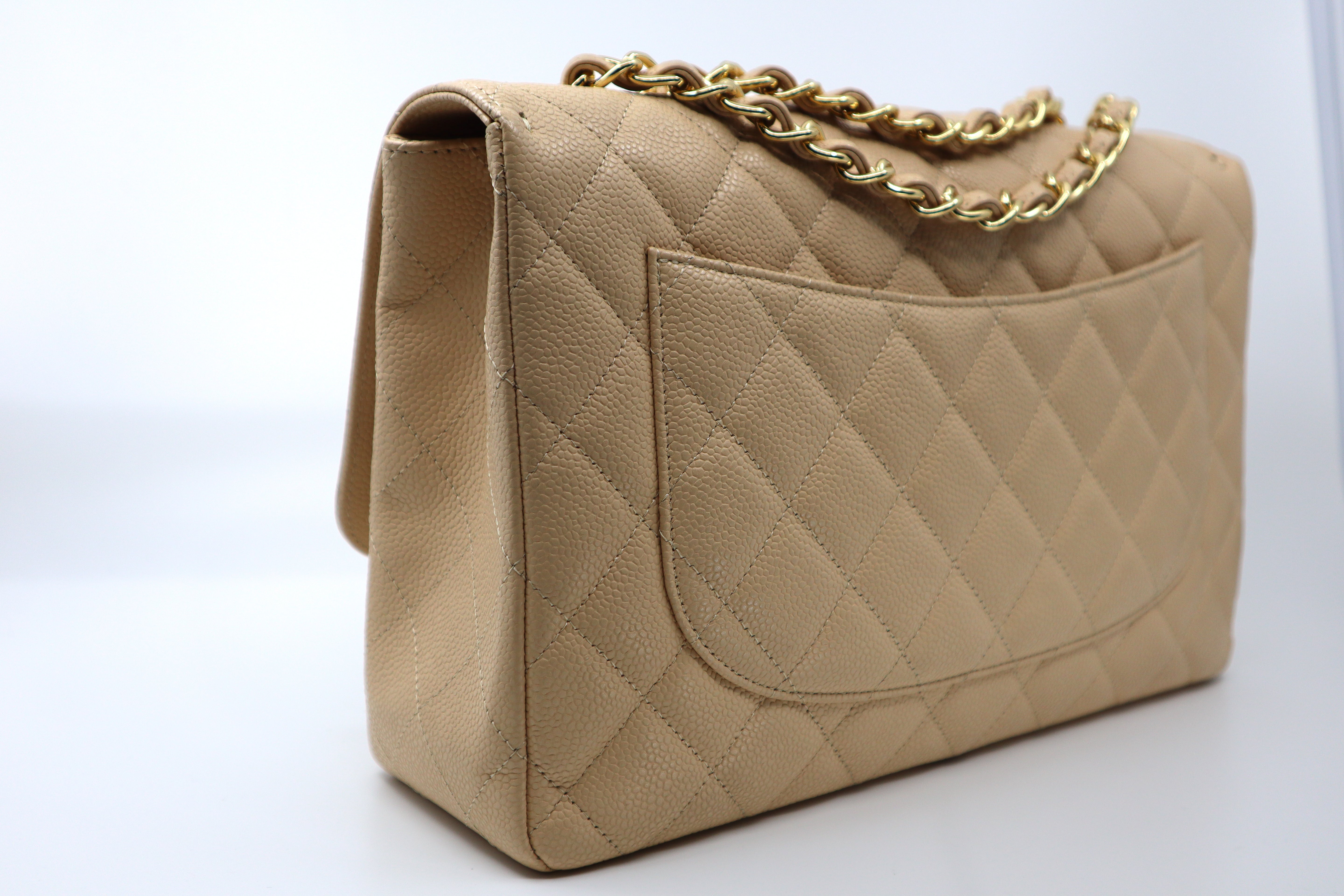 Chanel Jumbo Beige Caviar Single Flap GHW ( Series 12 )