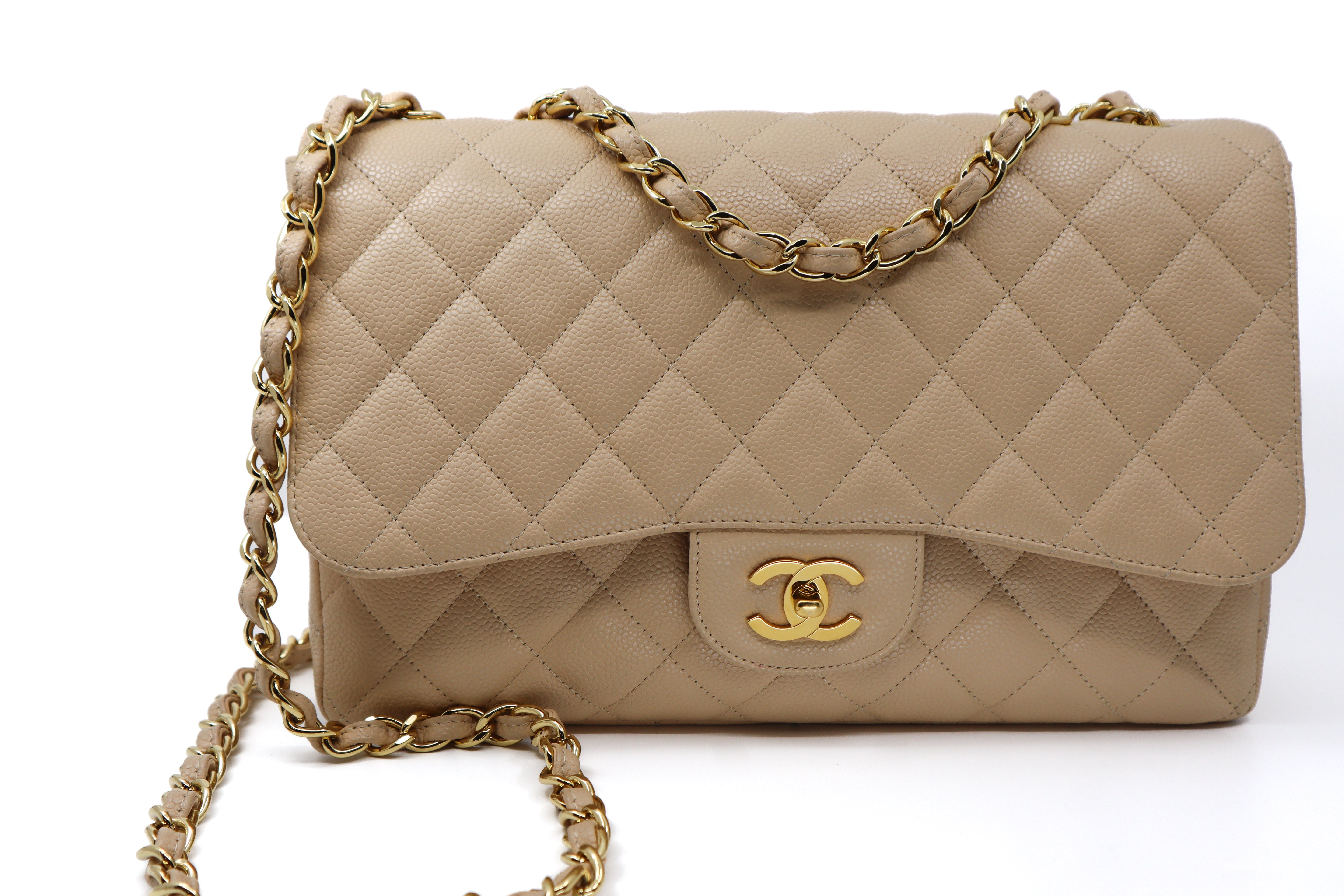 Chanel Jumbo Beige Caviar Single Flap GHW ( Series 12 )