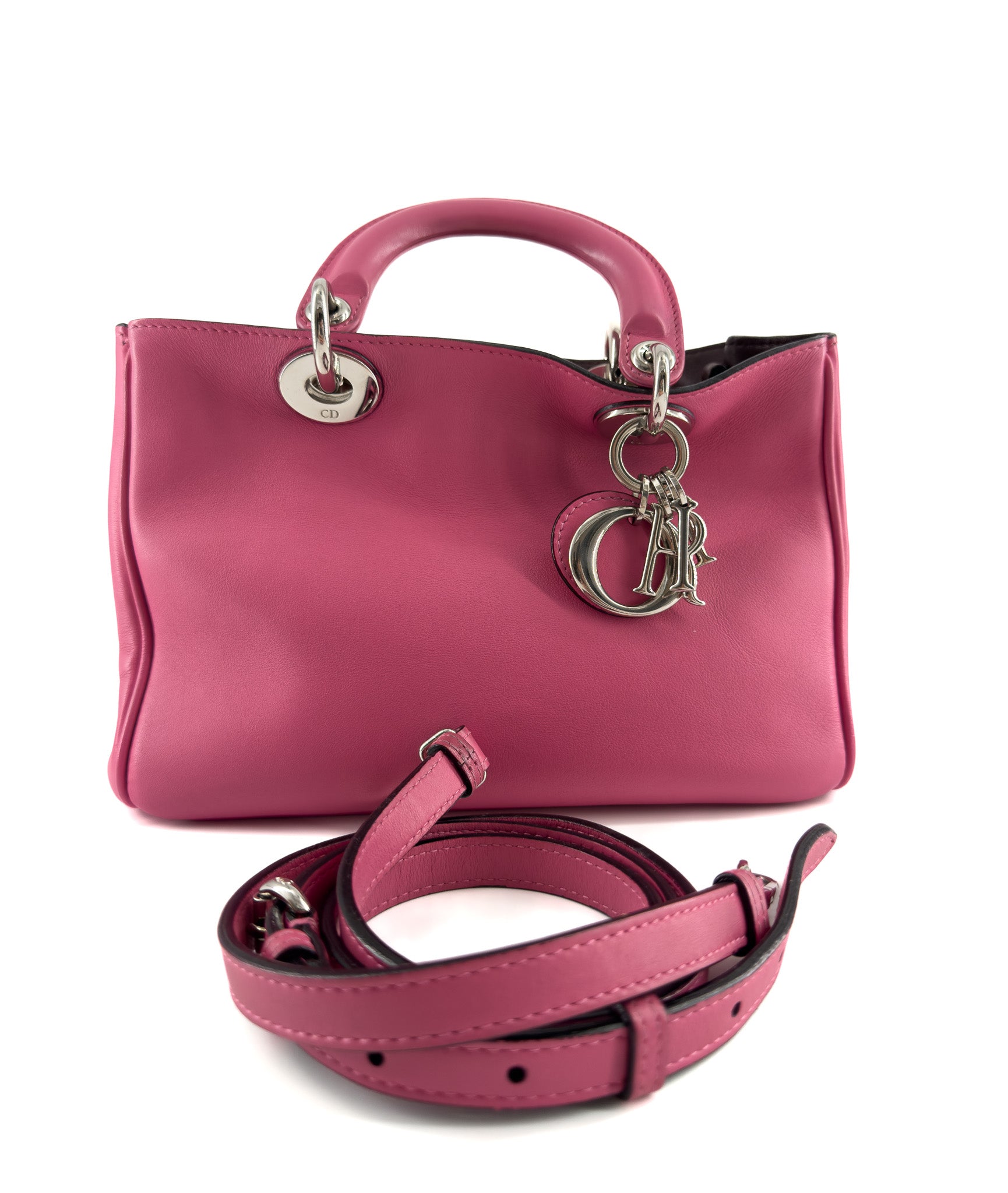 CHRISTIAN DIOR Calfskin Small Diorissimo Tote Pink