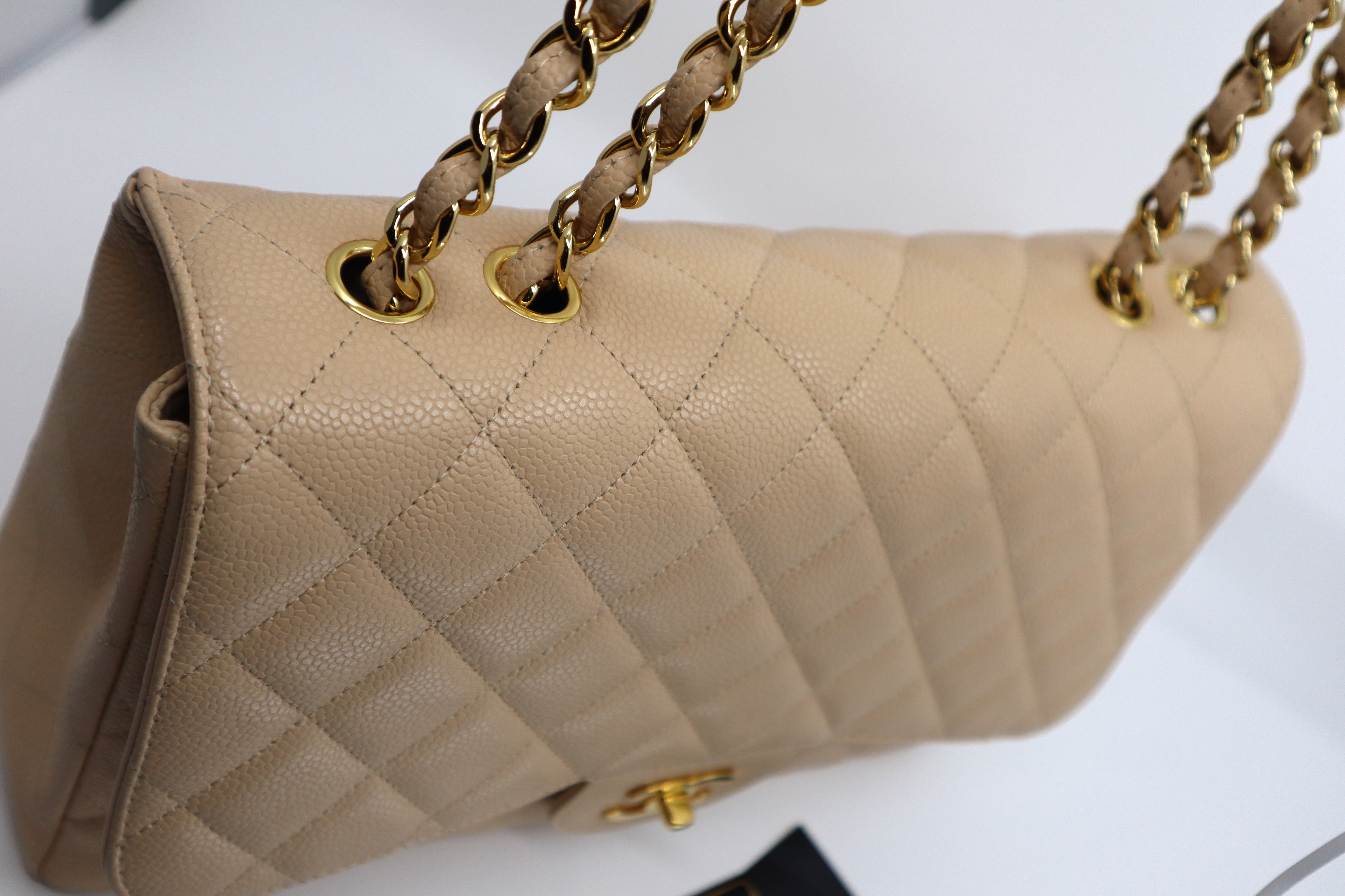 Chanel Jumbo Beige Caviar Single Flap GHW ( Series 12 )