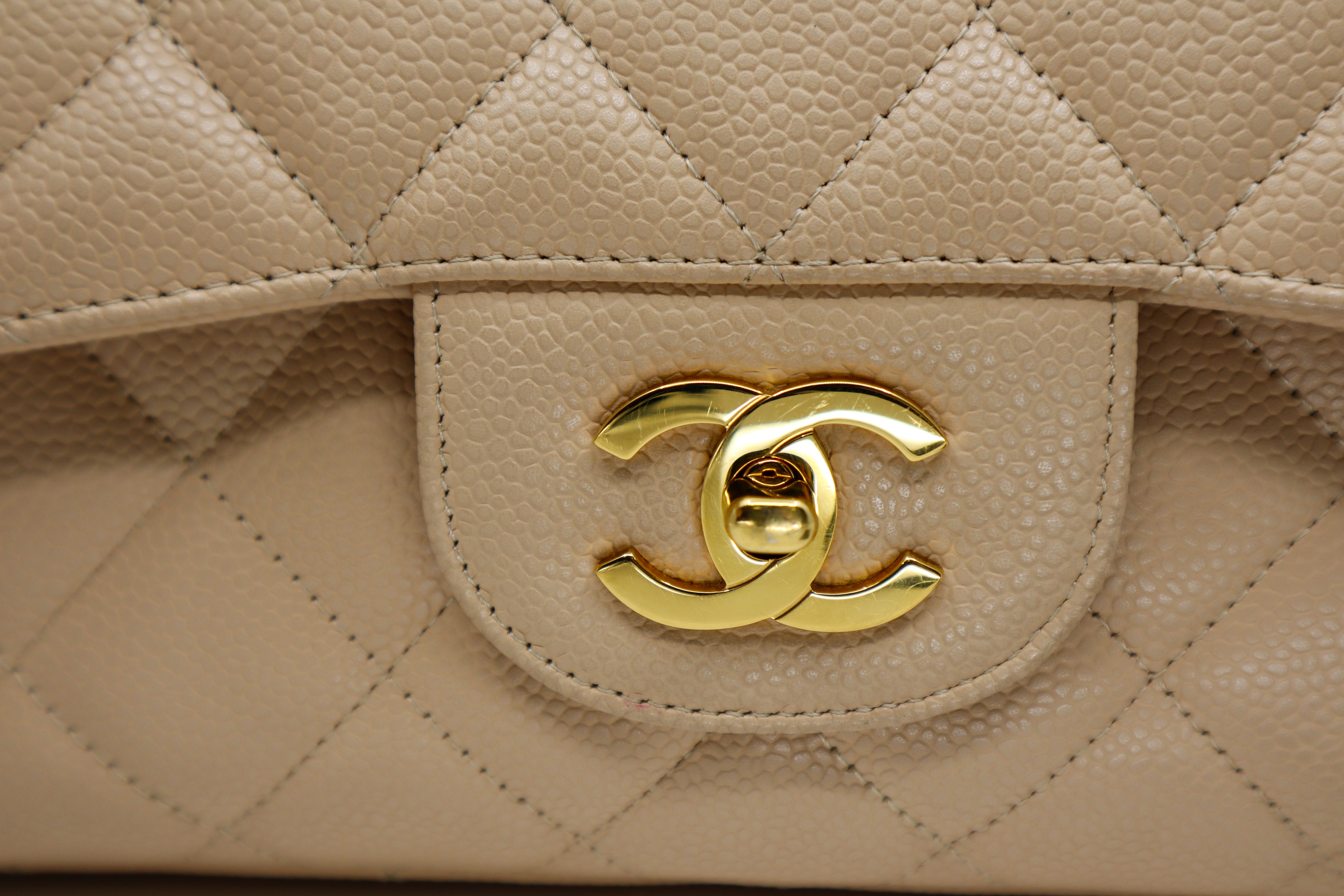 Chanel Jumbo Beige Caviar Single Flap GHW ( Series 12 )