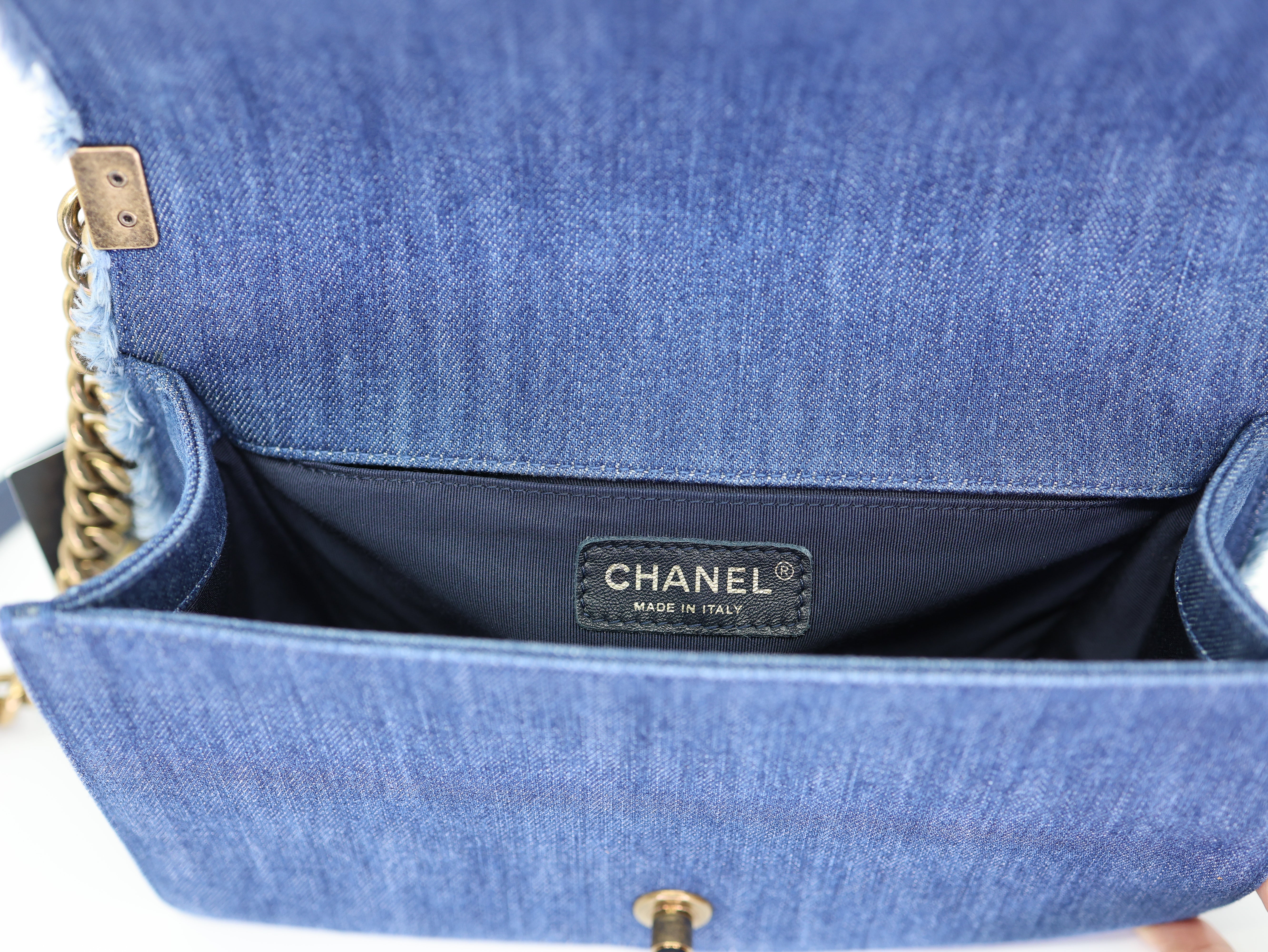 Chanel  Denim Patchwork Medium Boy Flap Blue