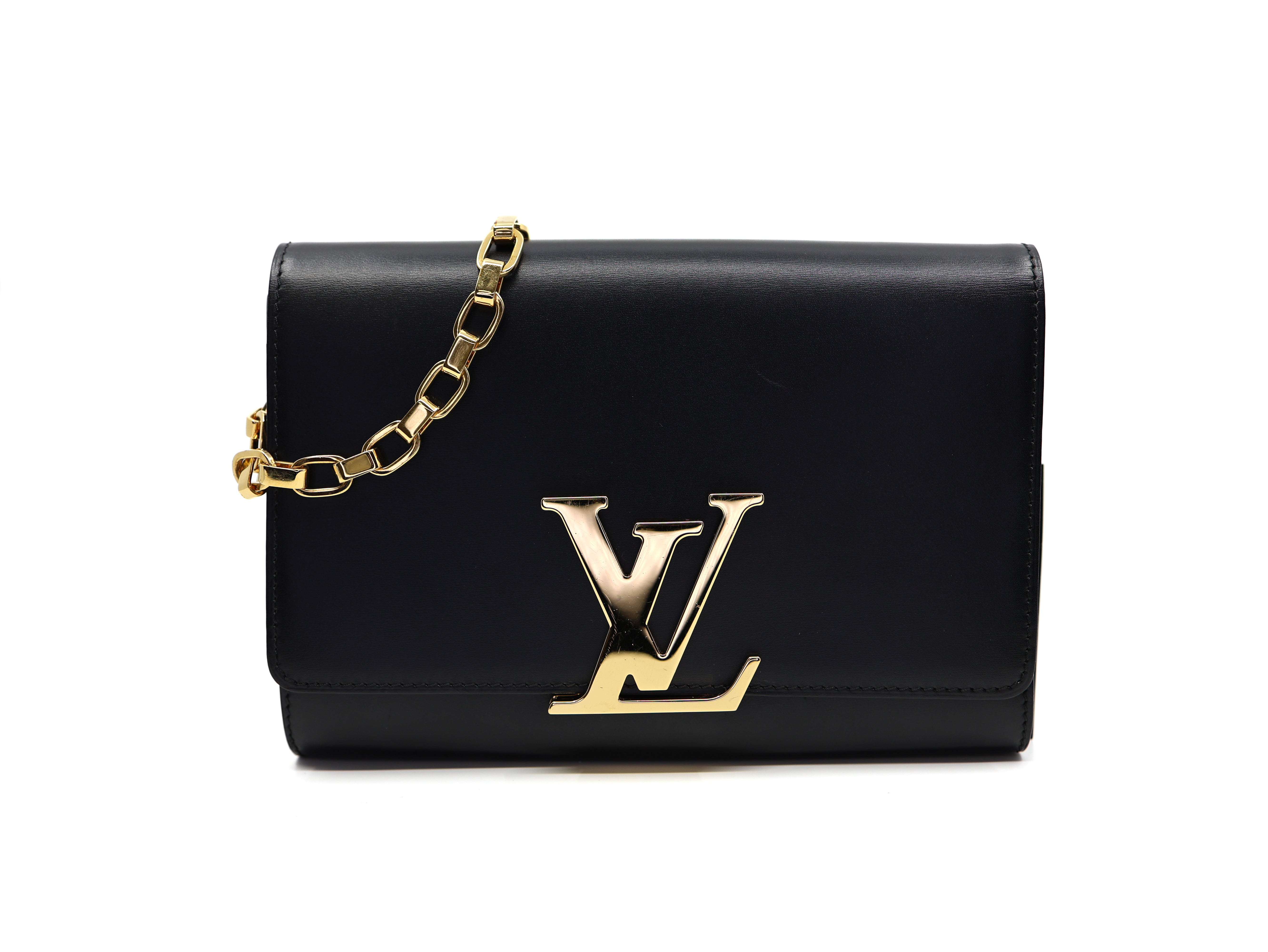 Louis Vuitton Calfskin Chain Louise MM Black