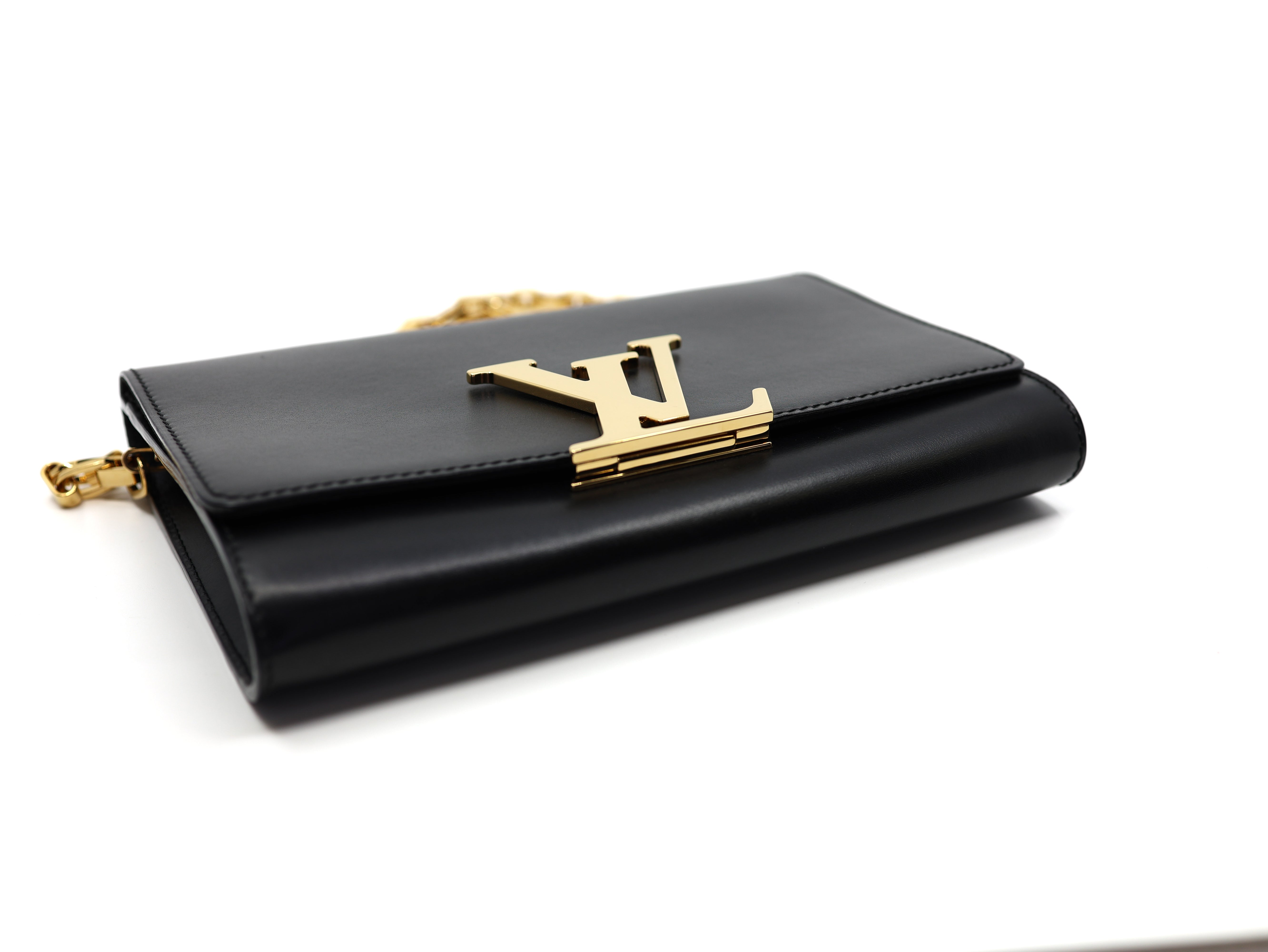 Louis Vuitton Calfskin Chain Louise MM Black