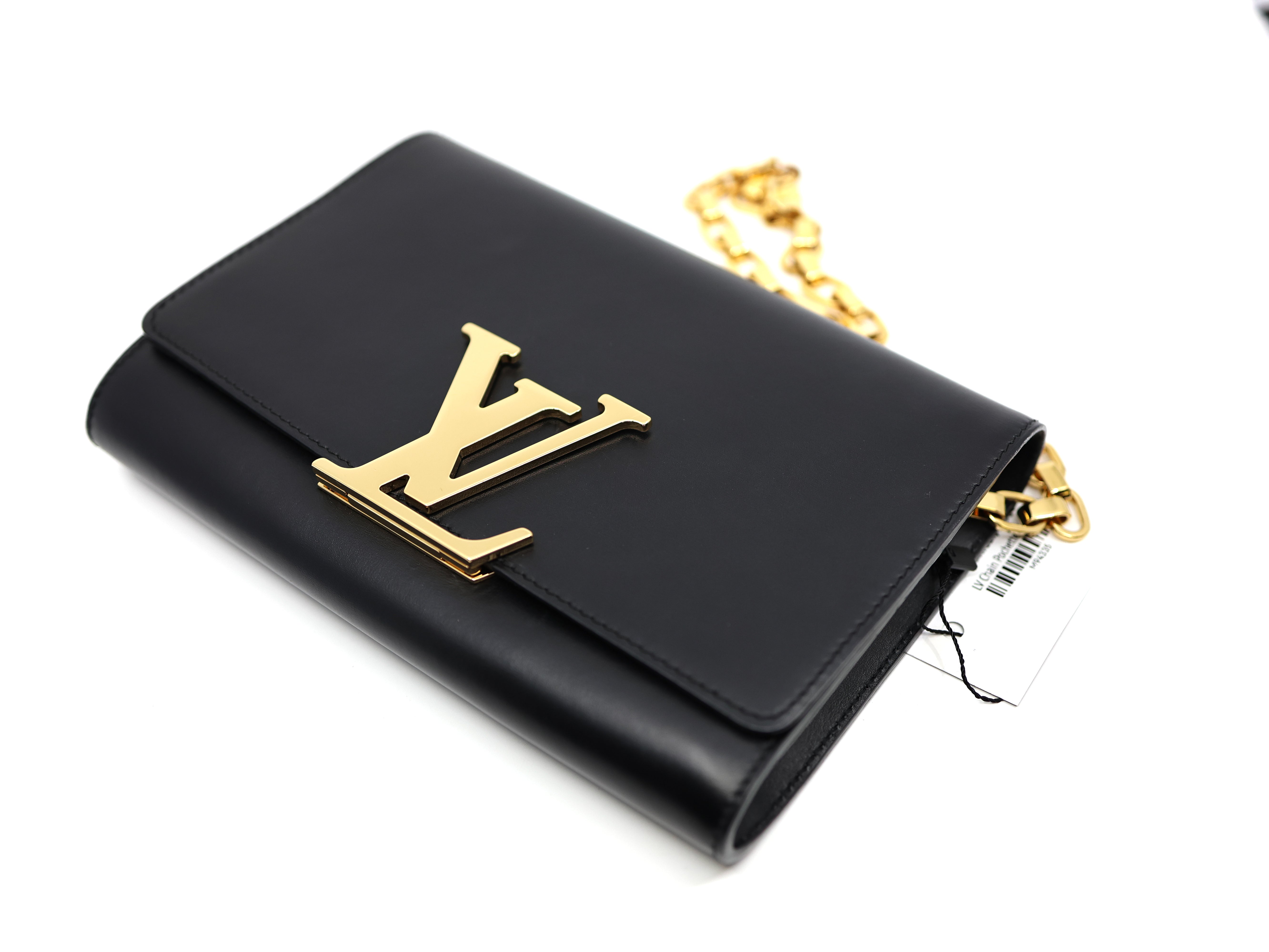 Louis Vuitton Calfskin Chain Louise MM Black