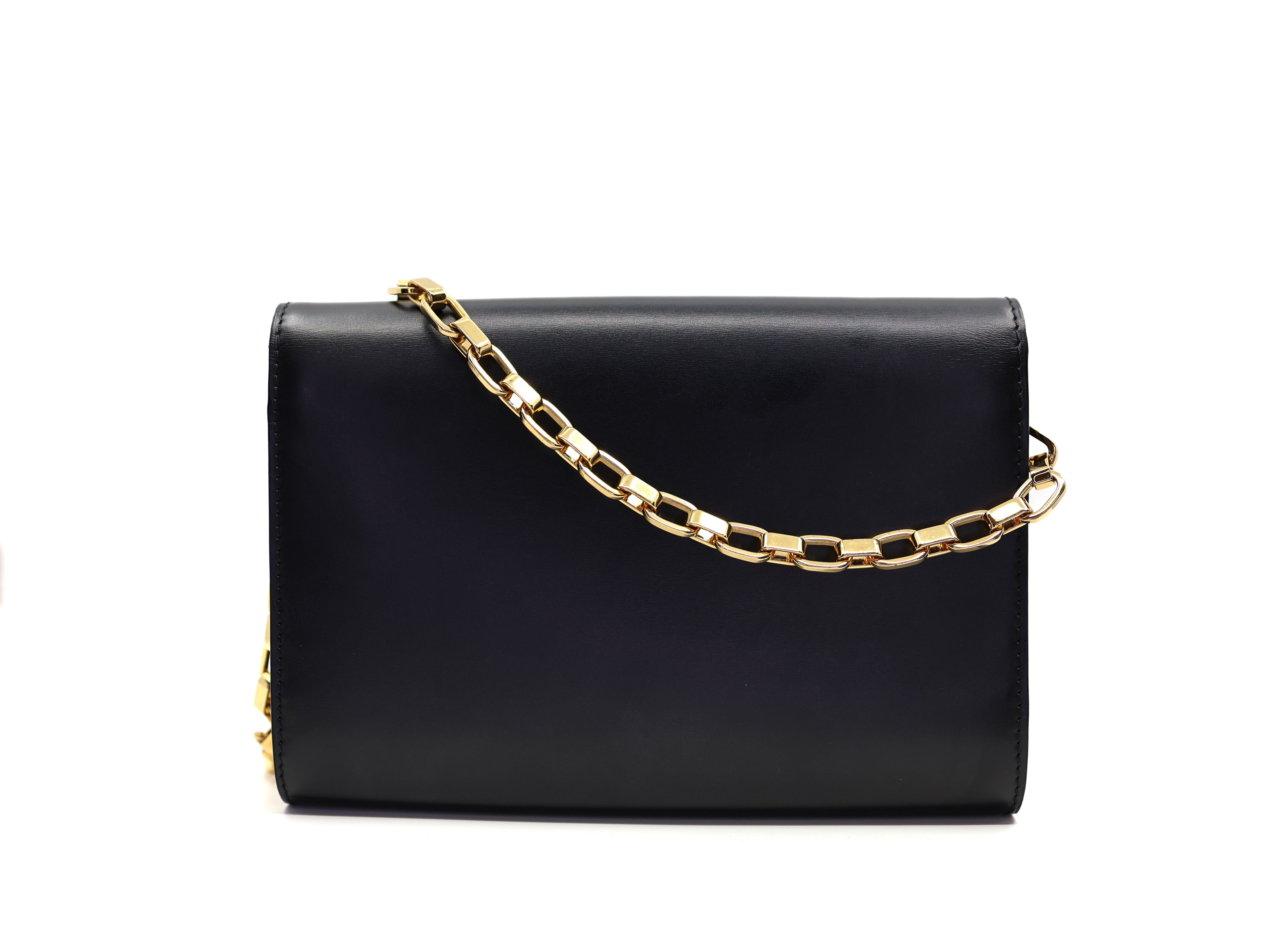 Louis Vuitton Calfskin Chain Louise MM Black