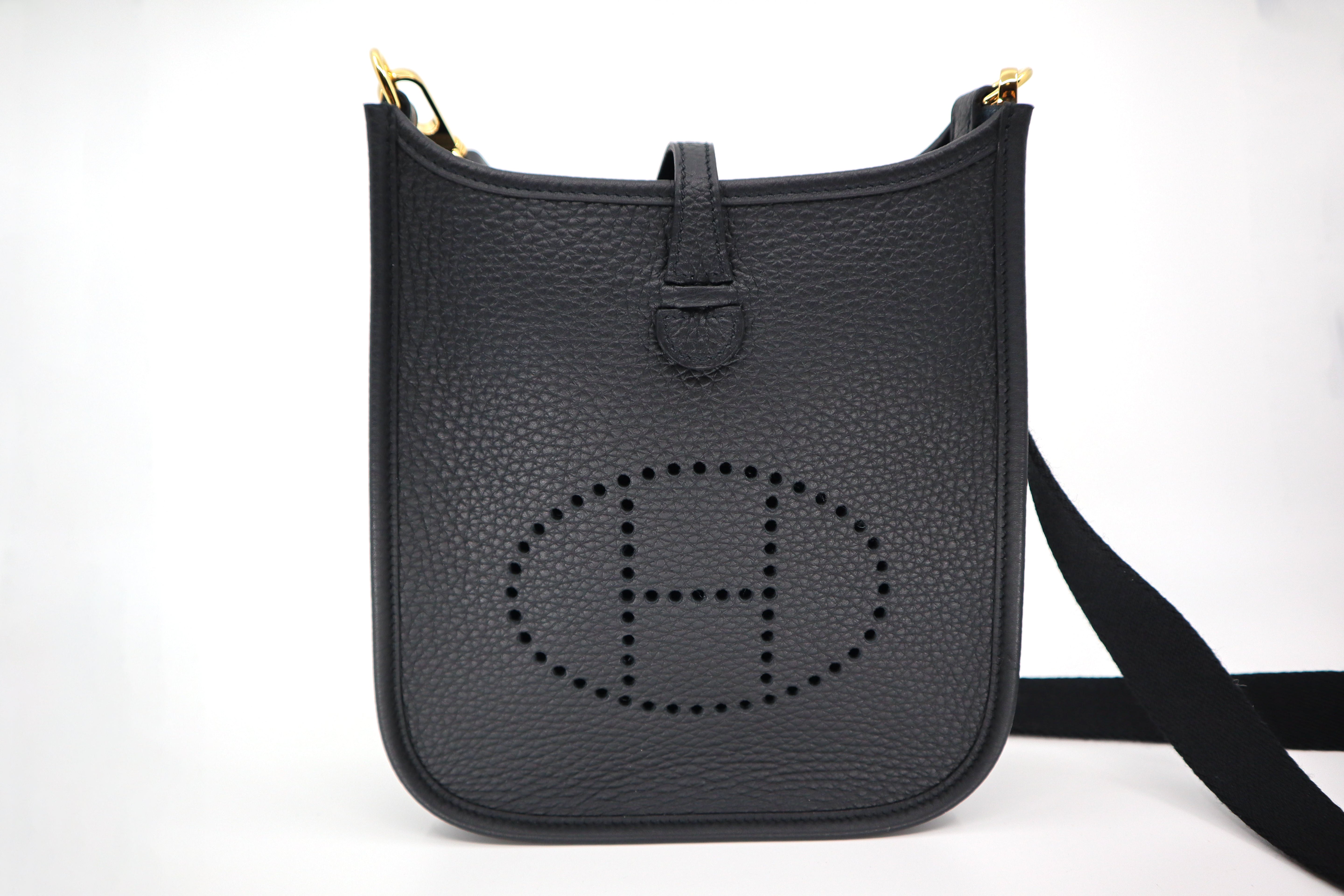 Hermes Mini Evelyne TPM Black Clemence Leather GHW