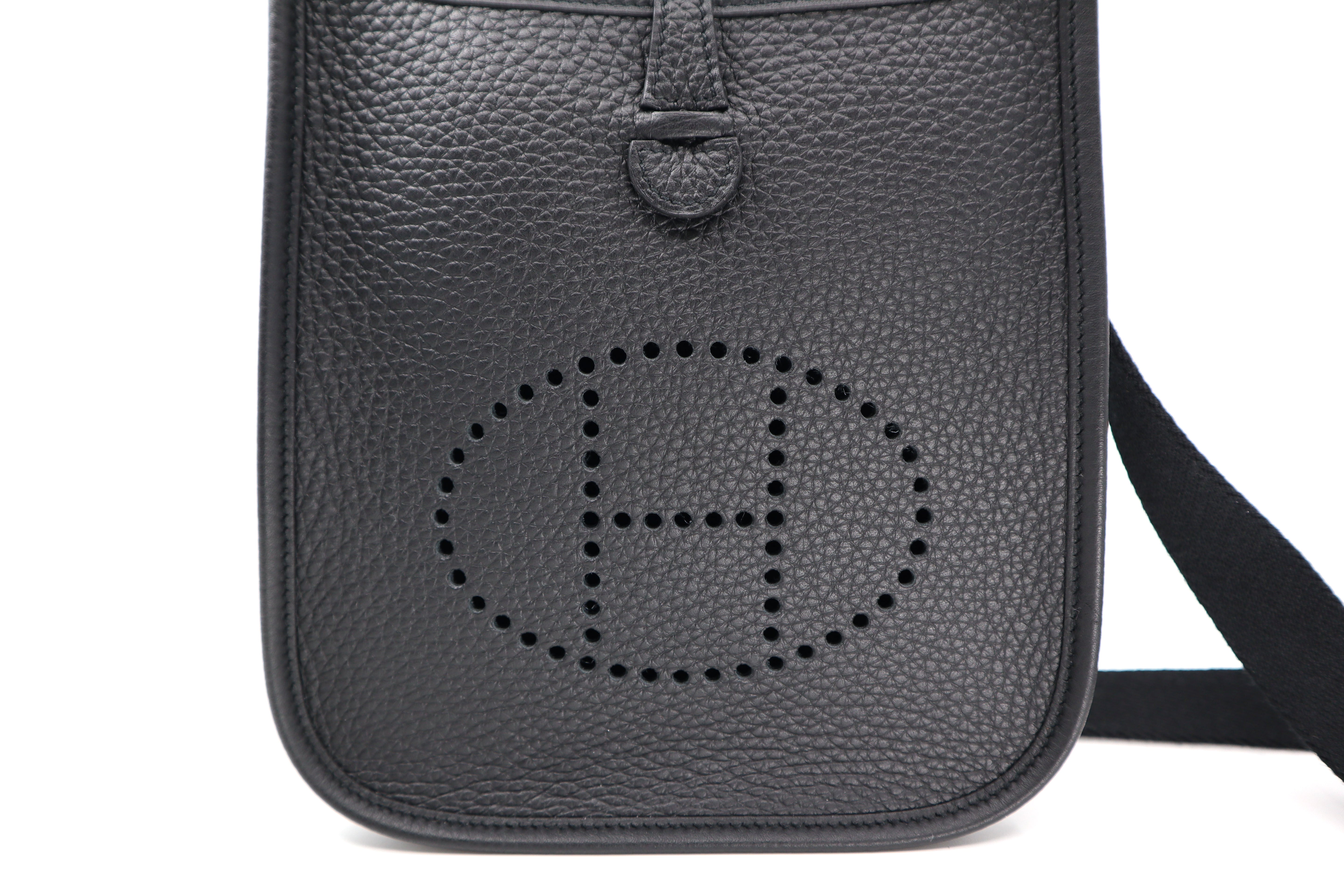 Hermes Mini Evelyne TPM Black Clemence Leather GHW