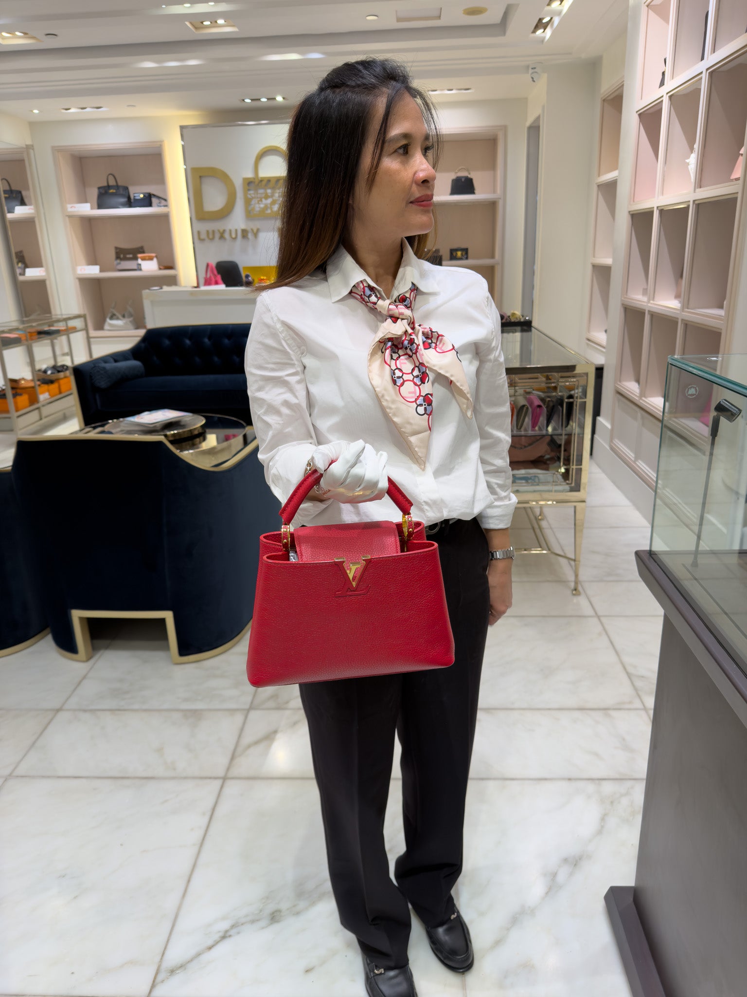 Louis Vuitton Red Taurillon Leather Capucines BB