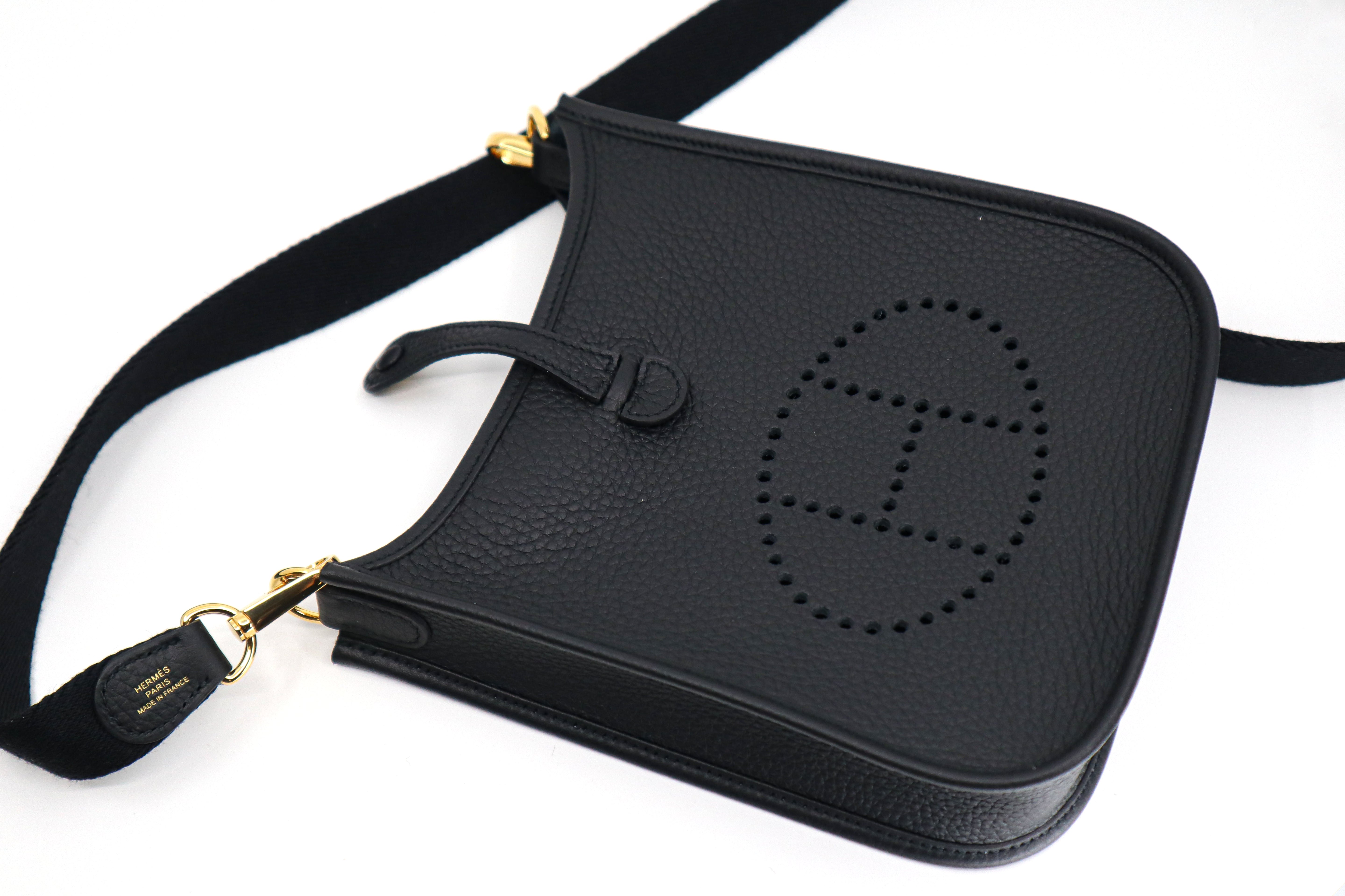 Hermes Mini Evelyne TPM Black Clemence Leather GHW