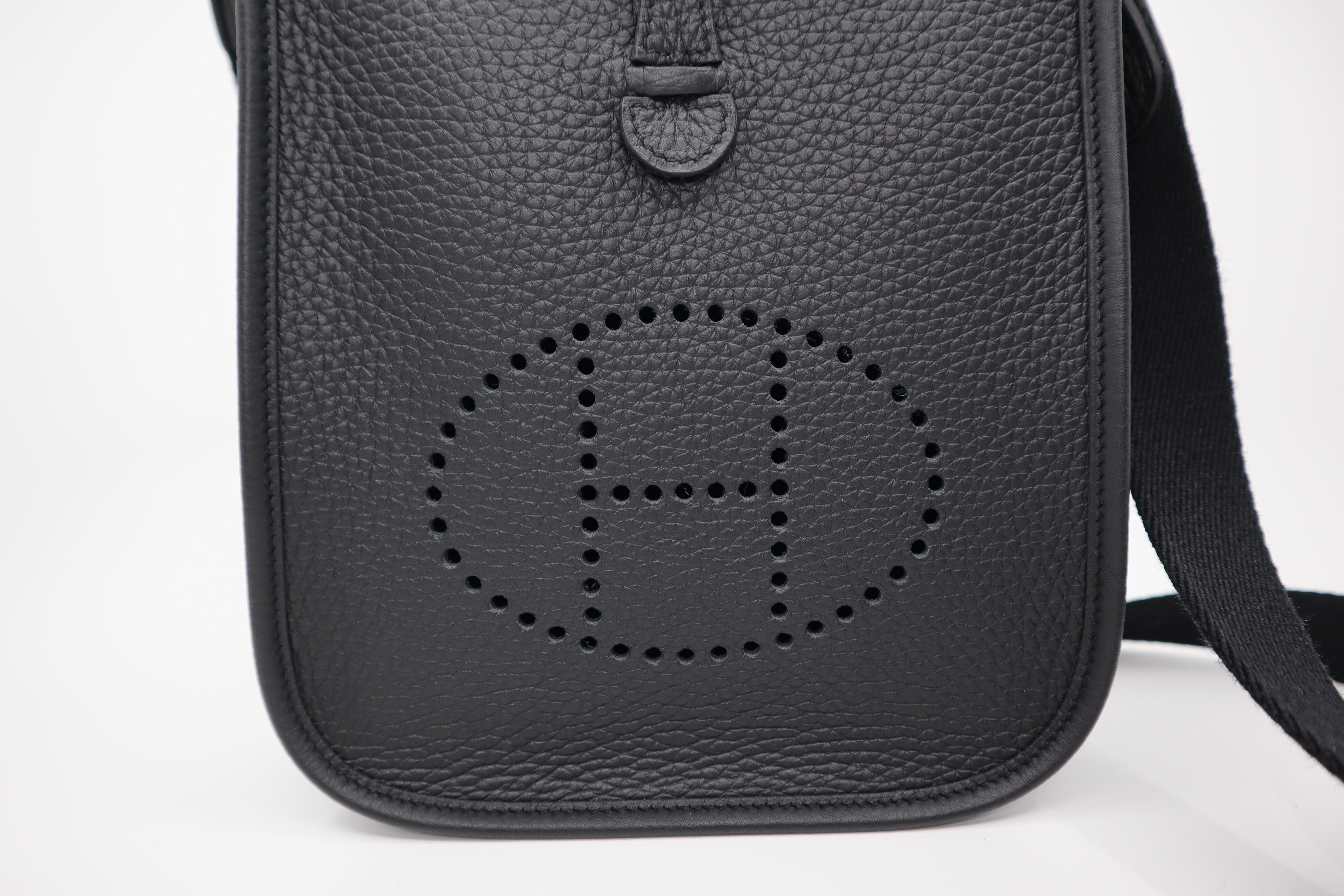 Hermes Mini Evelyne TPM Black Clemence Leather GHW