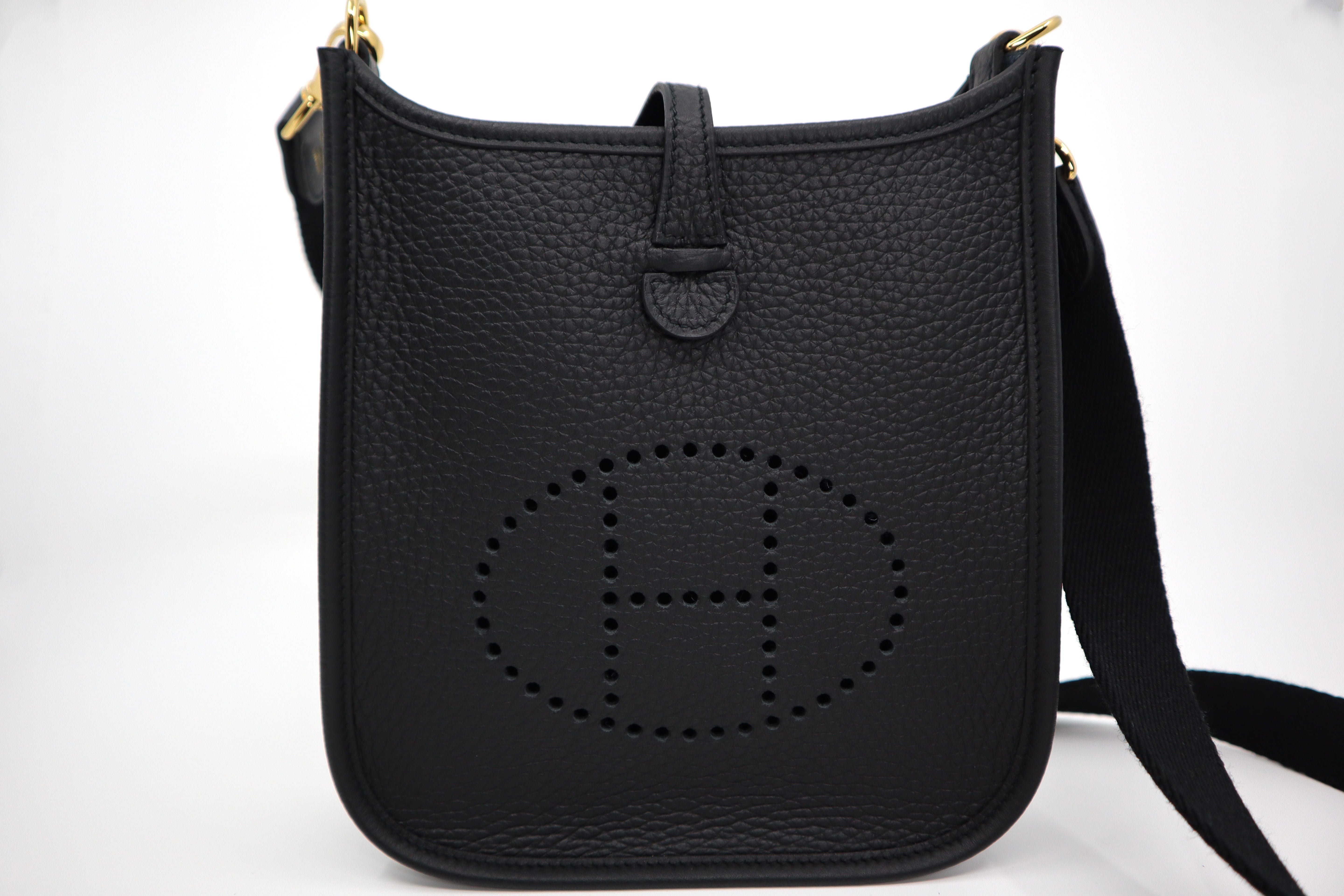 Hermes Mini Evelyne TPM Black Clemence Leather GHW