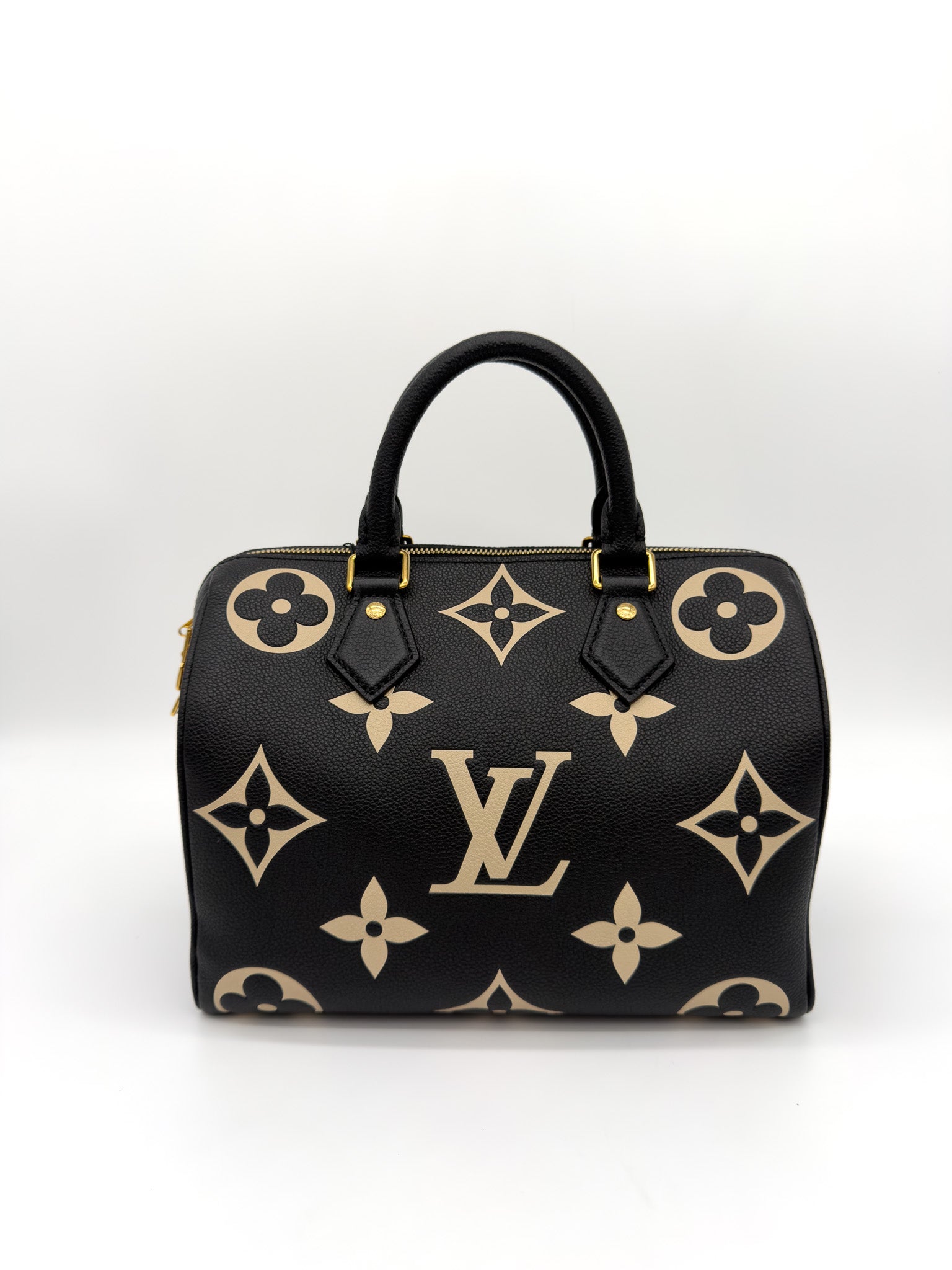 Louis Vuitton Empreinte Monogram Giant Speedy Bandouliere 25 Black Beige