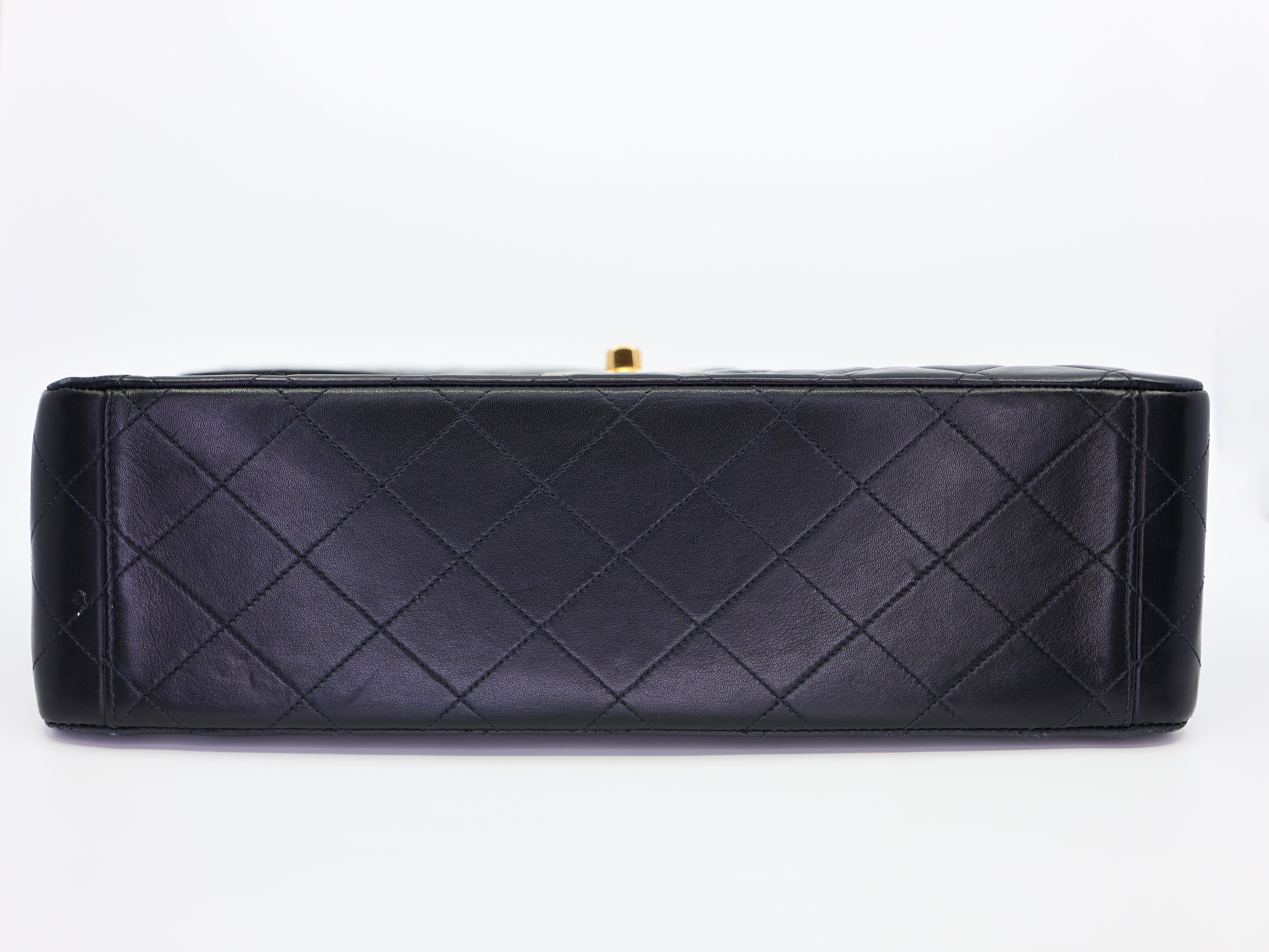 Chanel  Vintage Lambskin Quilted XL Jumbo Single Flap Black