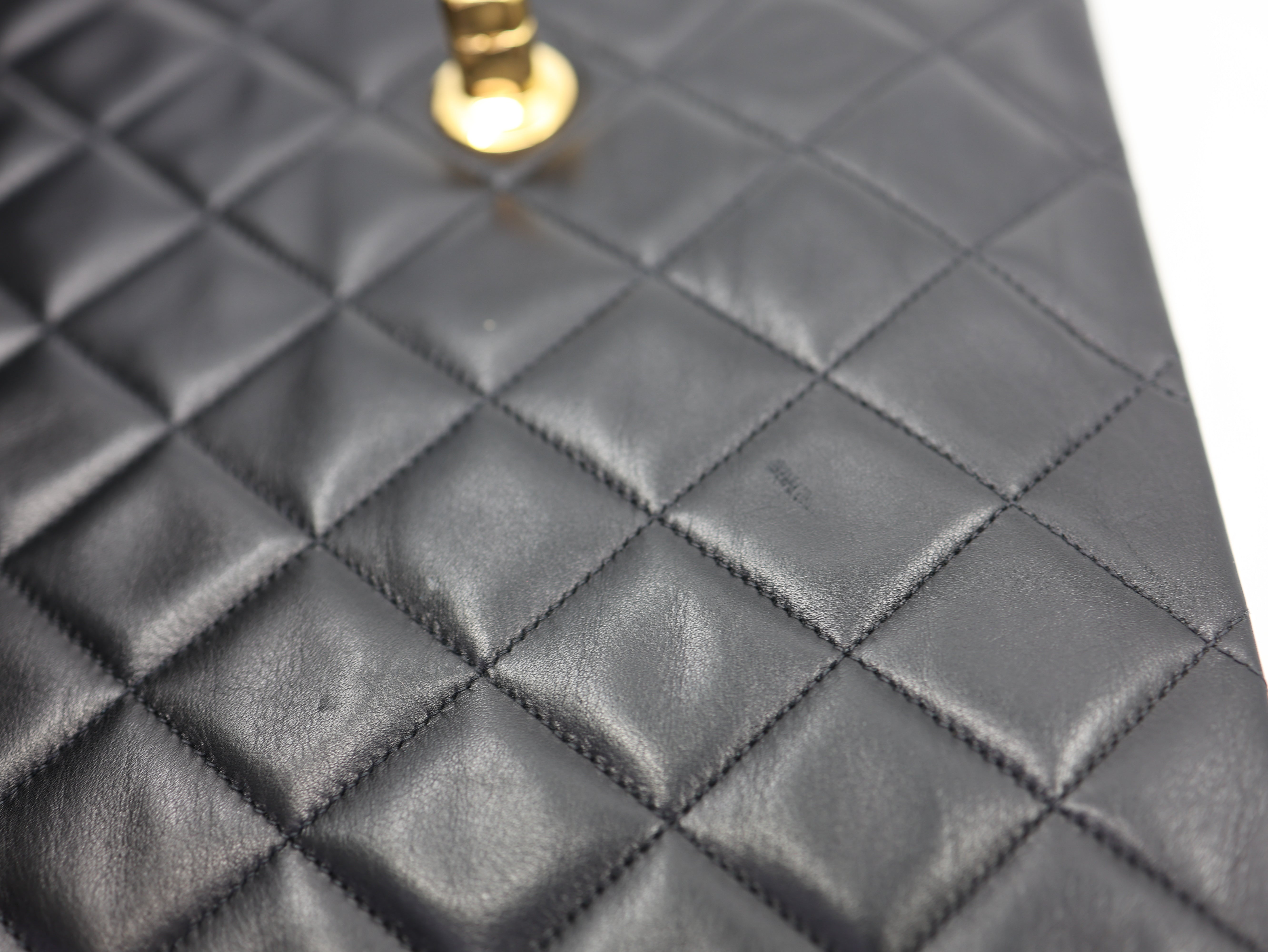 Chanel  Vintage Lambskin Quilted XL Jumbo Single Flap Black