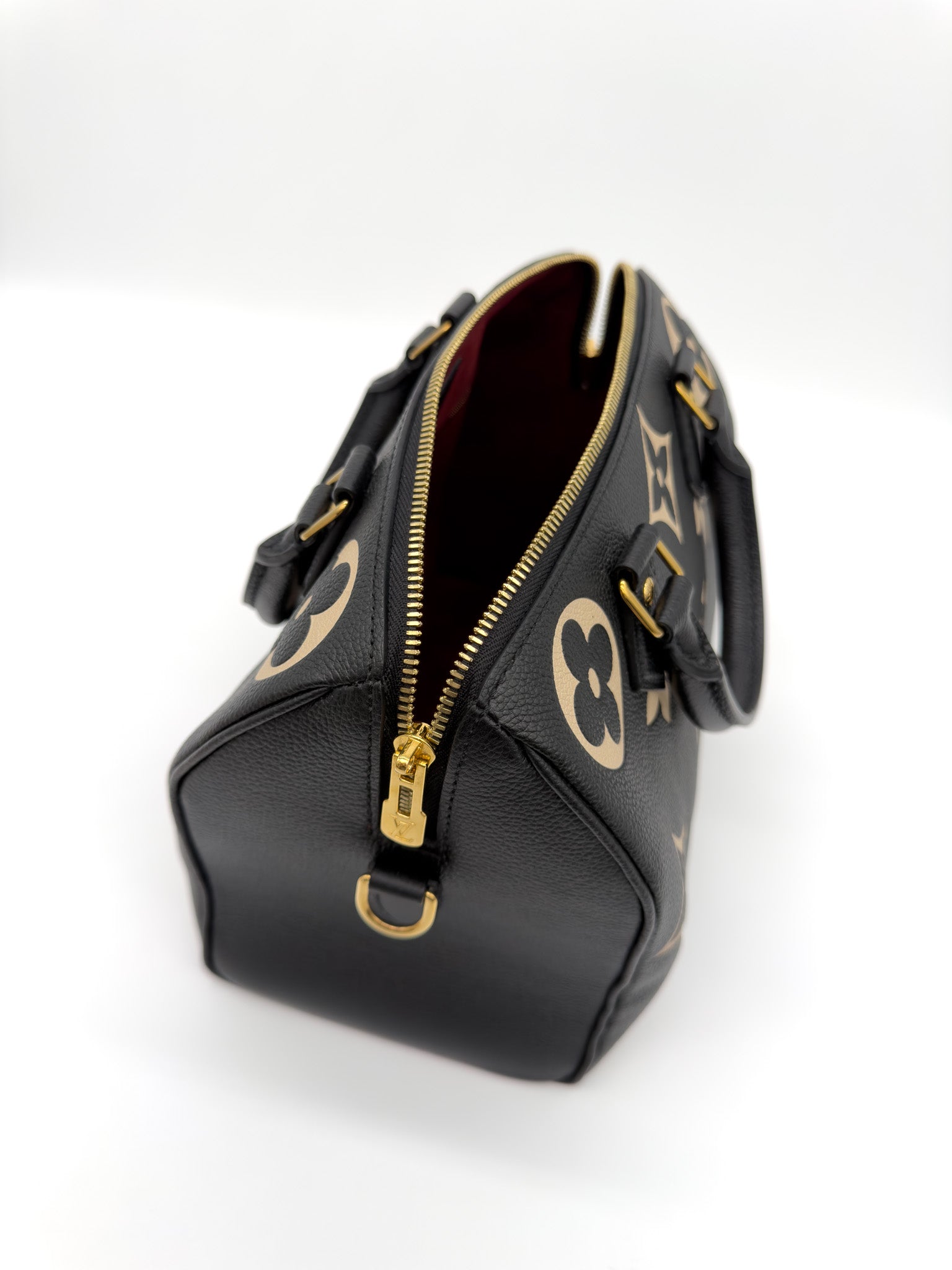 Louis Vuitton Empreinte Monogram Giant Speedy Bandouliere 25 Black Beige