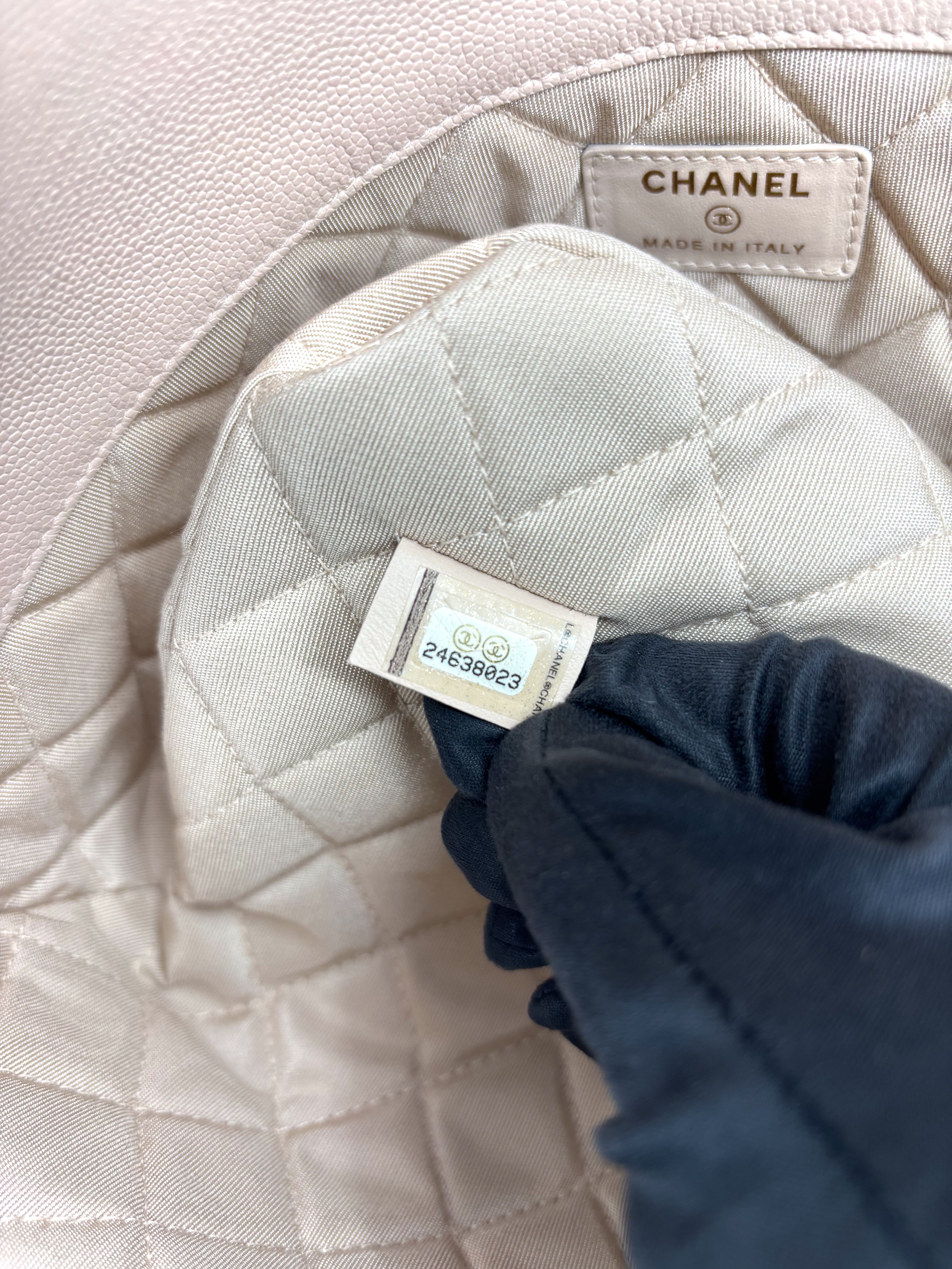 Chanel Caviar Quilted Large Golden Class Pouch Light Pink