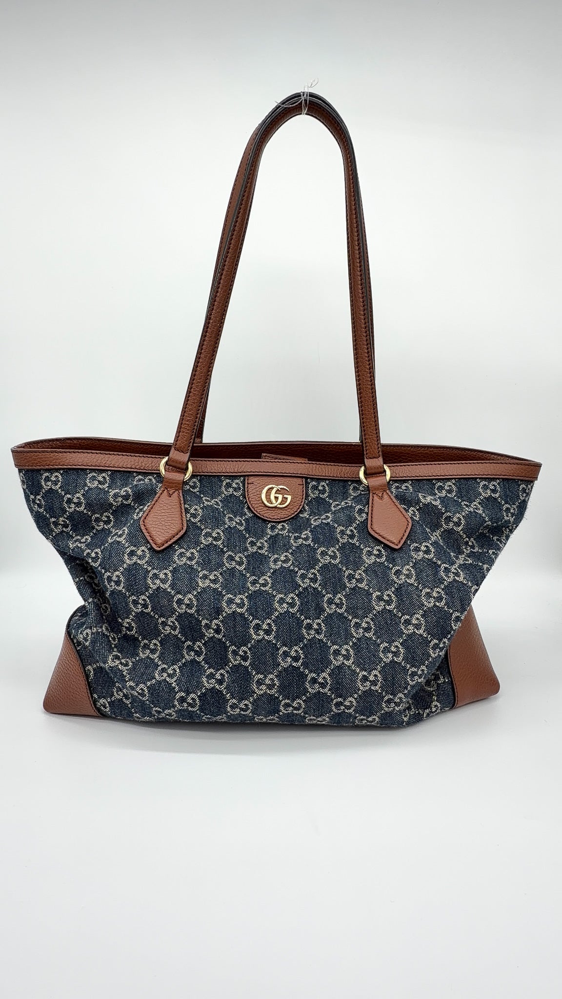 Gucci Denim Blue Tea GG Monogram Medium Ophidia Shopping Tote