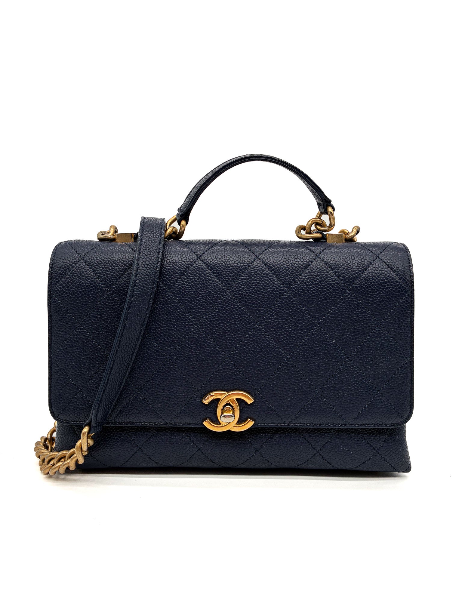 Chanel Medium Business Affinity Top Handle Bag – Navy Blue Caviar Leather