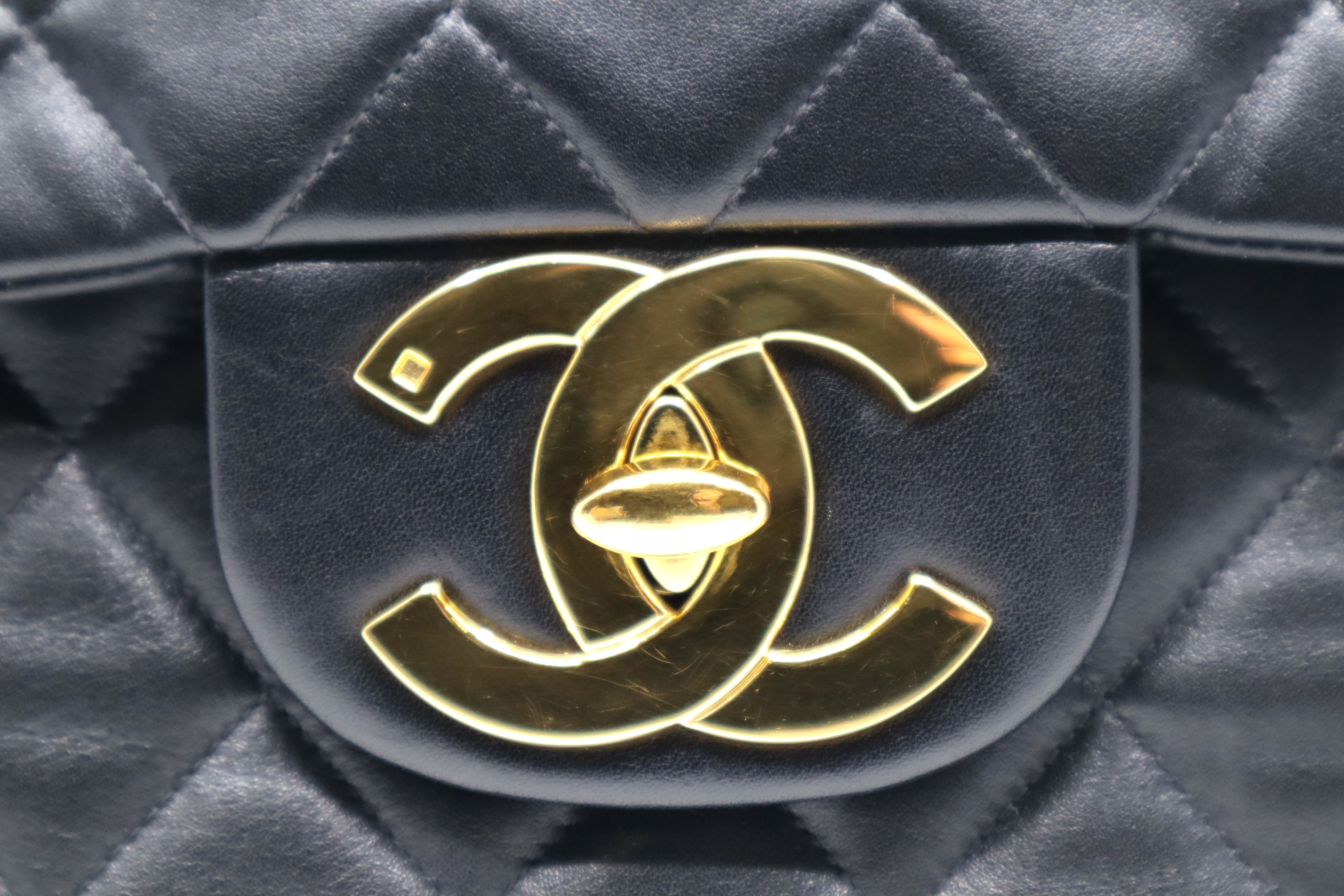 CHANEL BLACK VINTAGE MAXI "JUMBO XL" CLASSIC FLAP BAG 24K GHW LAMBSKIN