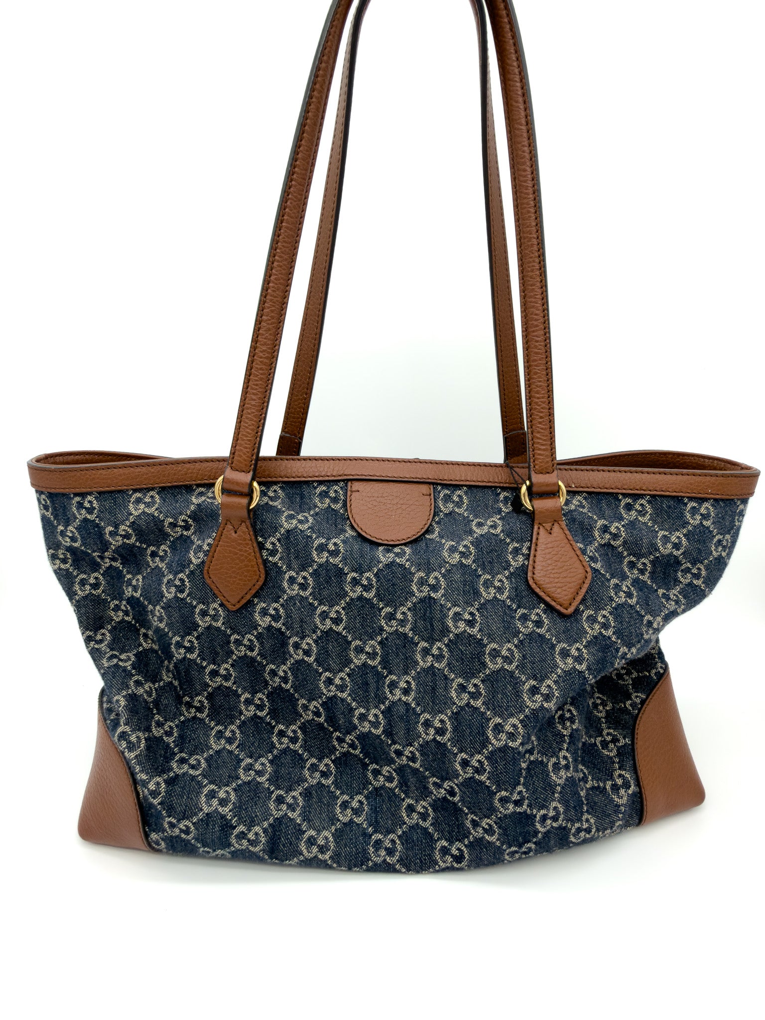 Gucci Denim Blue Tea GG Monogram Medium Ophidia Shopping Tote