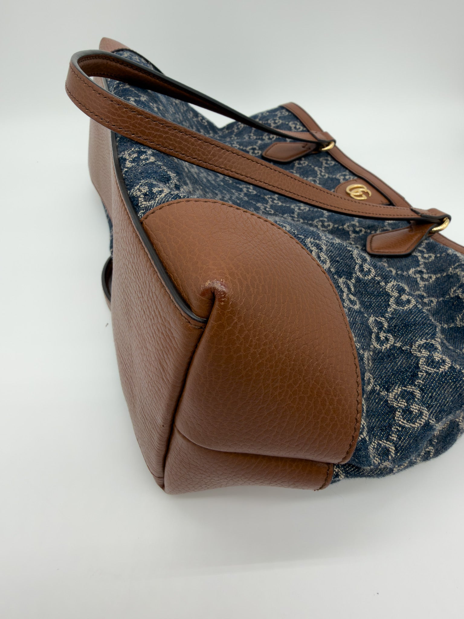 Gucci Denim Blue Tea GG Monogram Medium Ophidia Shopping Tote