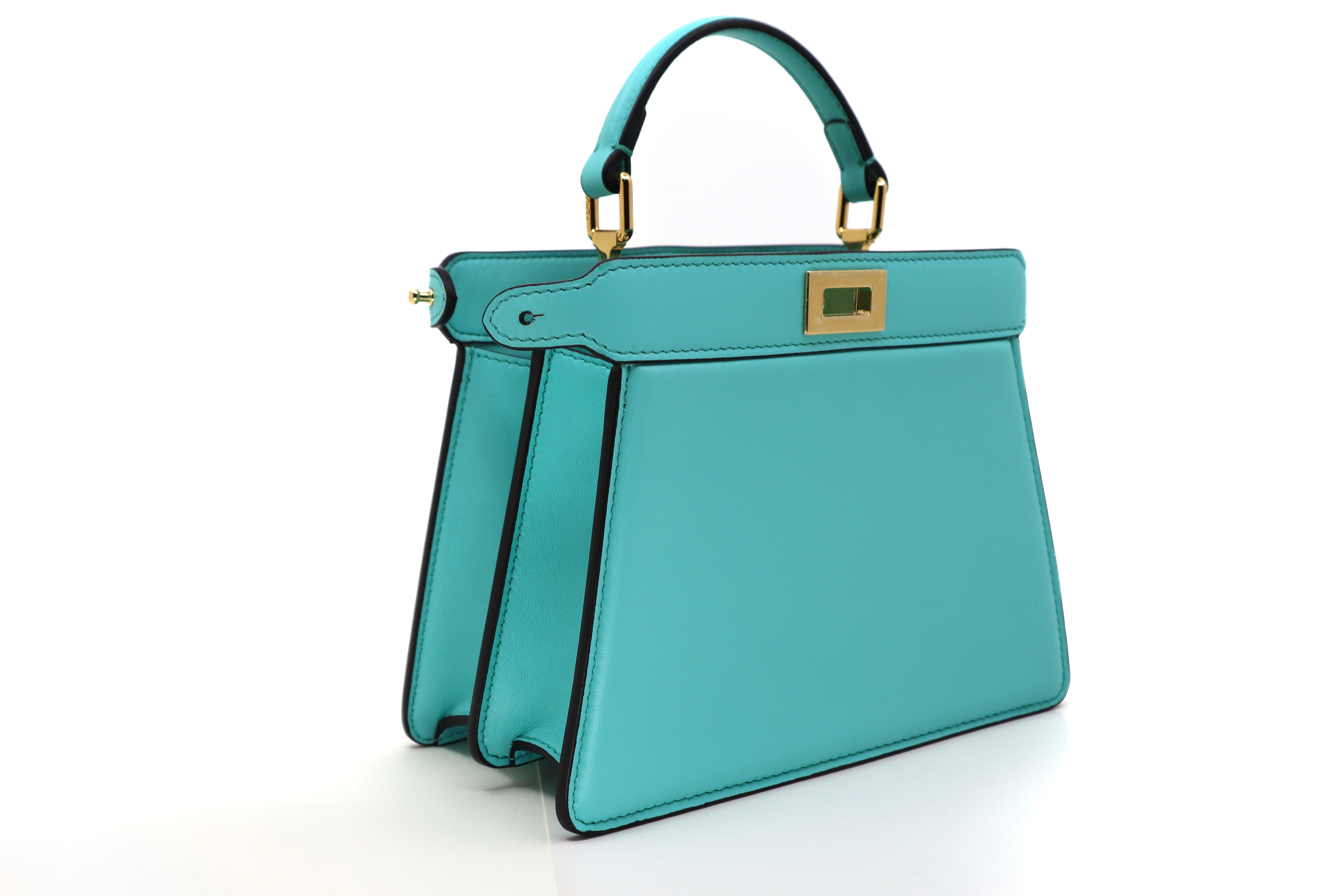 Peekaboo ISeeU ( Petite ) Turquoise padded nappa leather bag